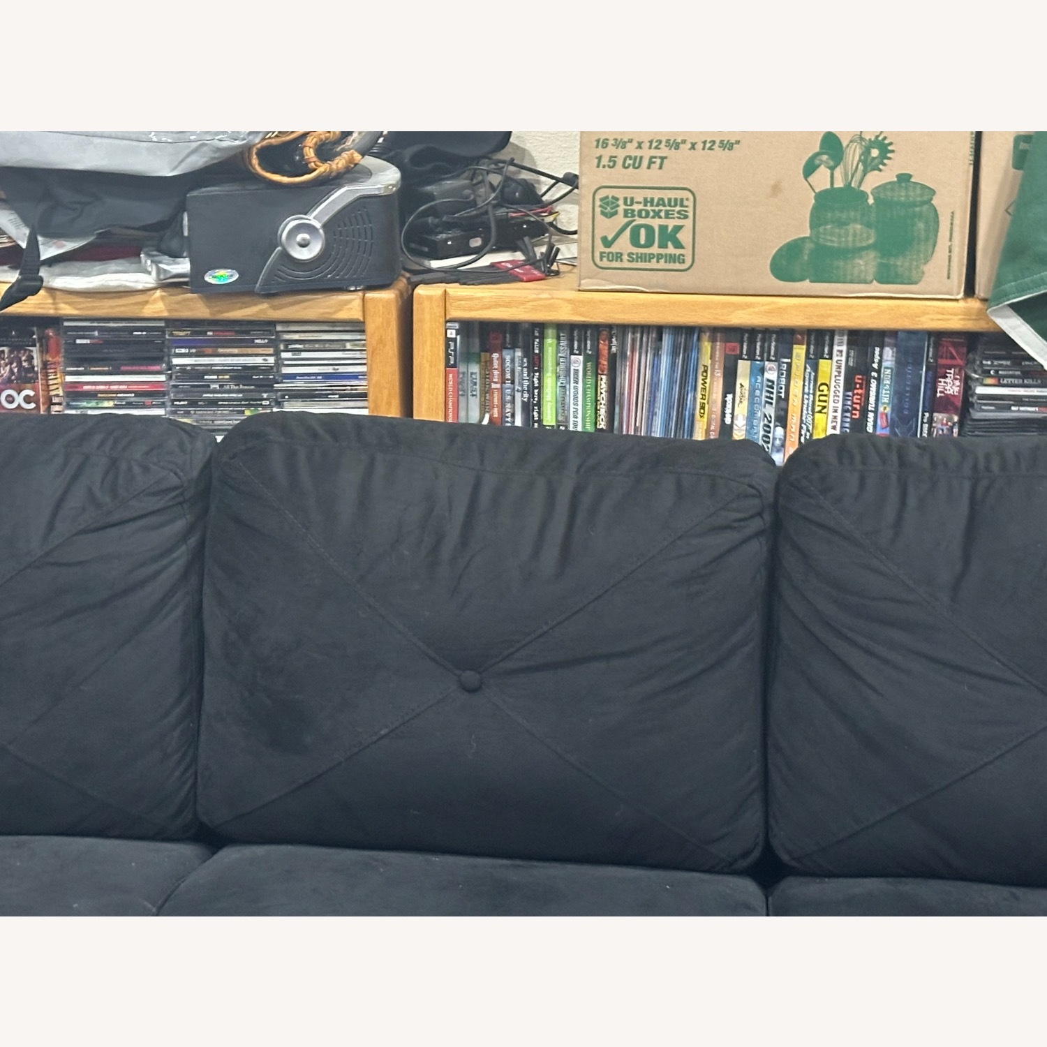 Black Flared Arm Rectangle 3-Seater Sofa - image-5