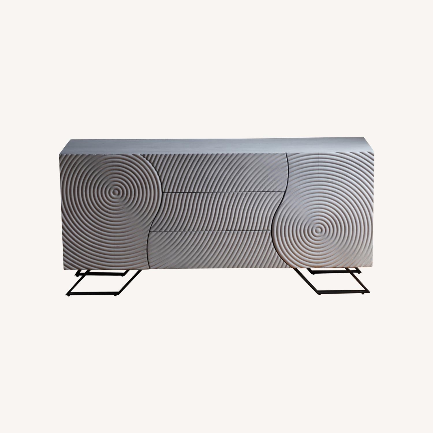 Modern Wooden Engraved Credenza Sideboard - image-6