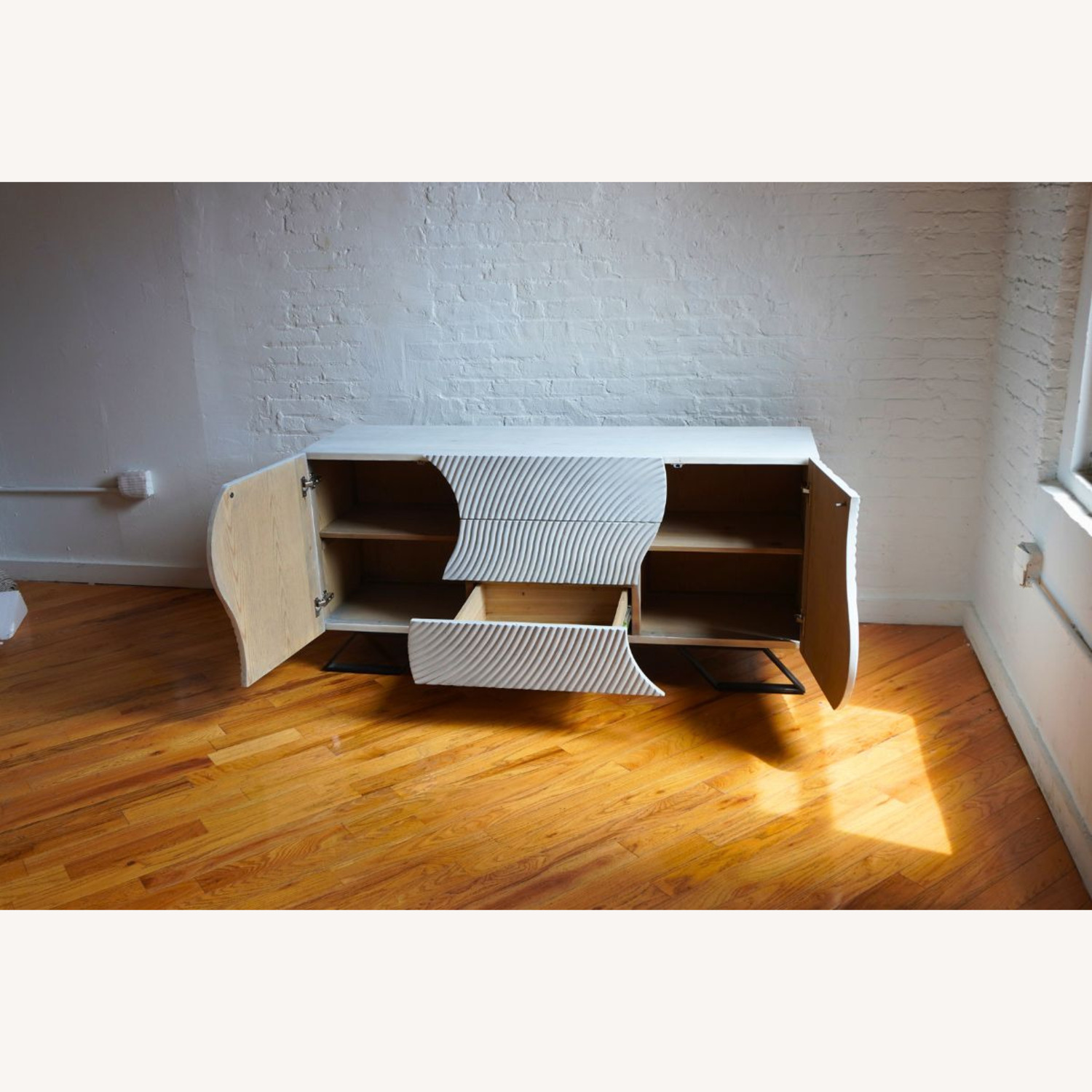 Modern Wooden Engraved Credenza Sideboard - image-4