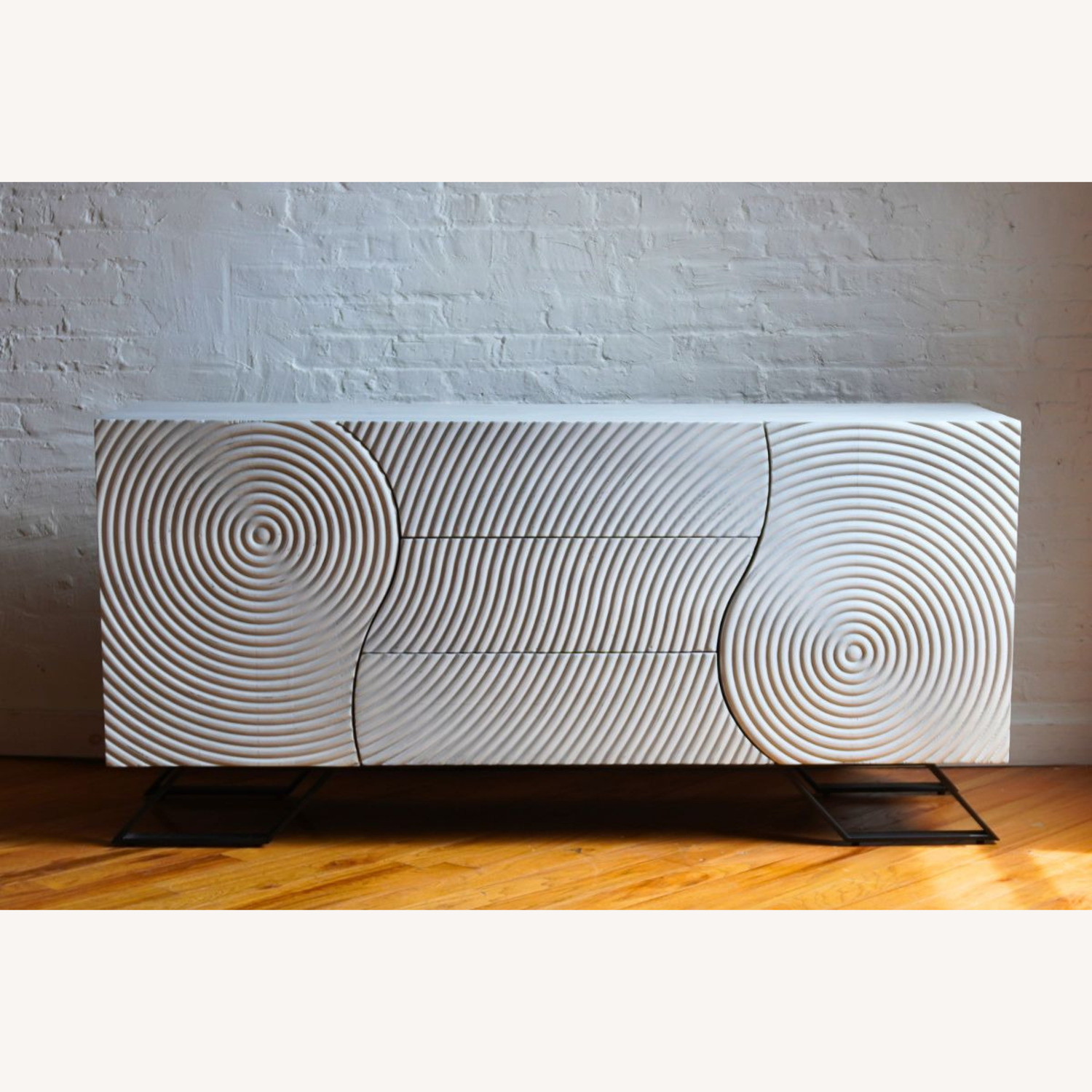 Modern Wooden Engraved Credenza Sideboard - image-1