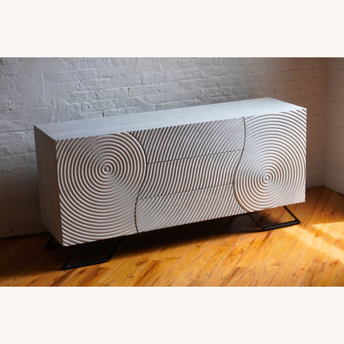 Used Modern Wooden Engraved Credenza Sideboard for sale on AptDeco