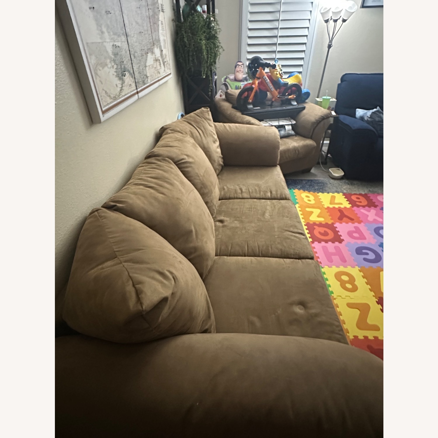 Light Brown Oversized Plush 3-Seater Couch - image-9
