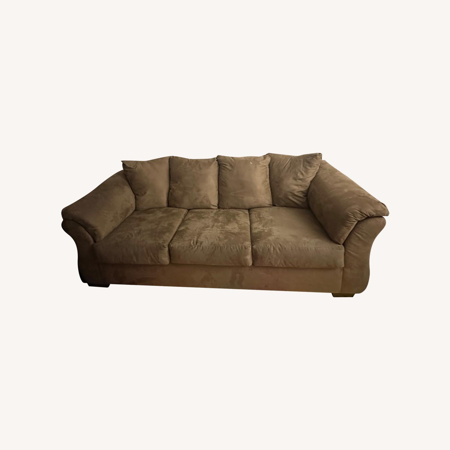 Light Brown Oversized Plush 3-Seater Couch - image-0