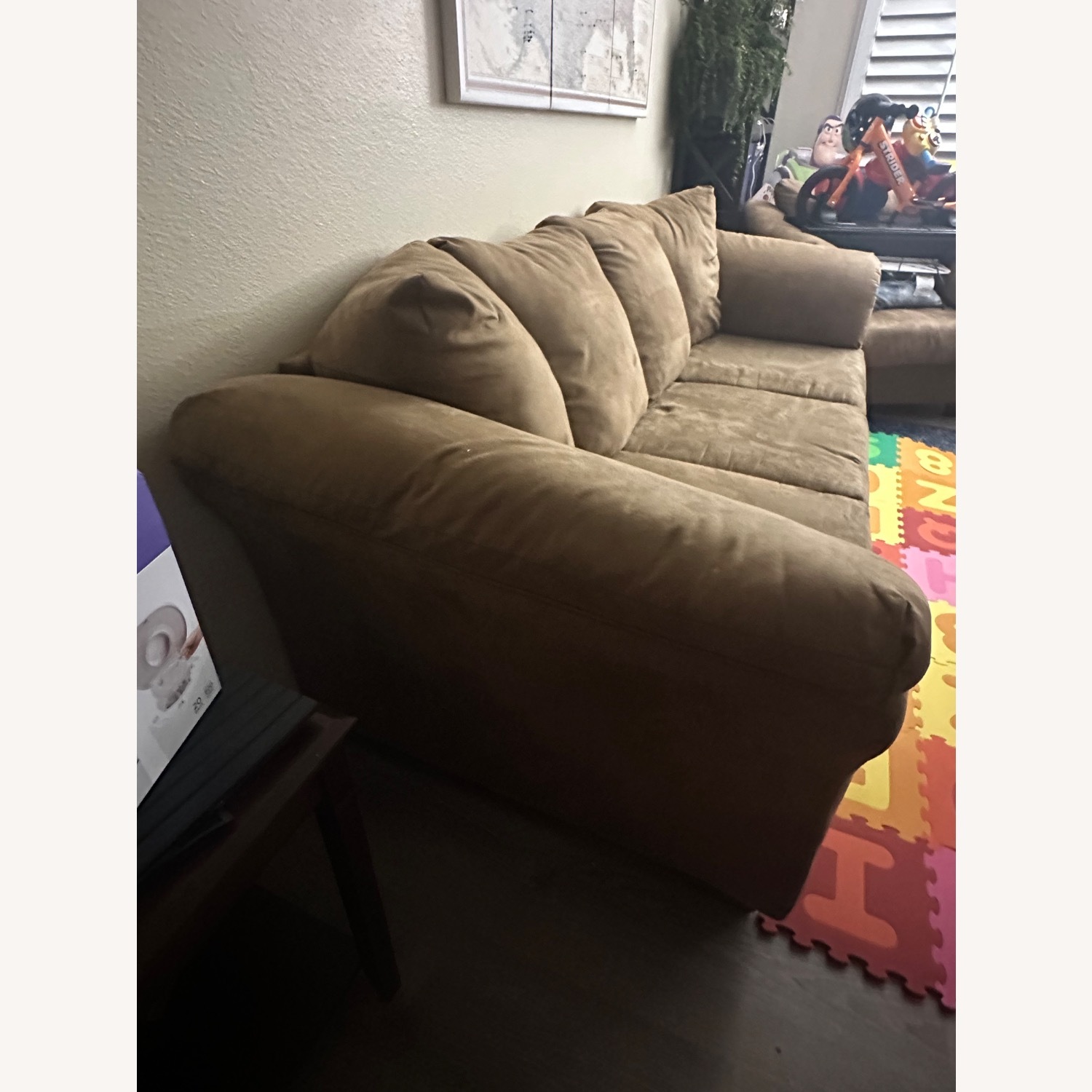 Light Brown Oversized Plush 3-Seater Couch - image-4