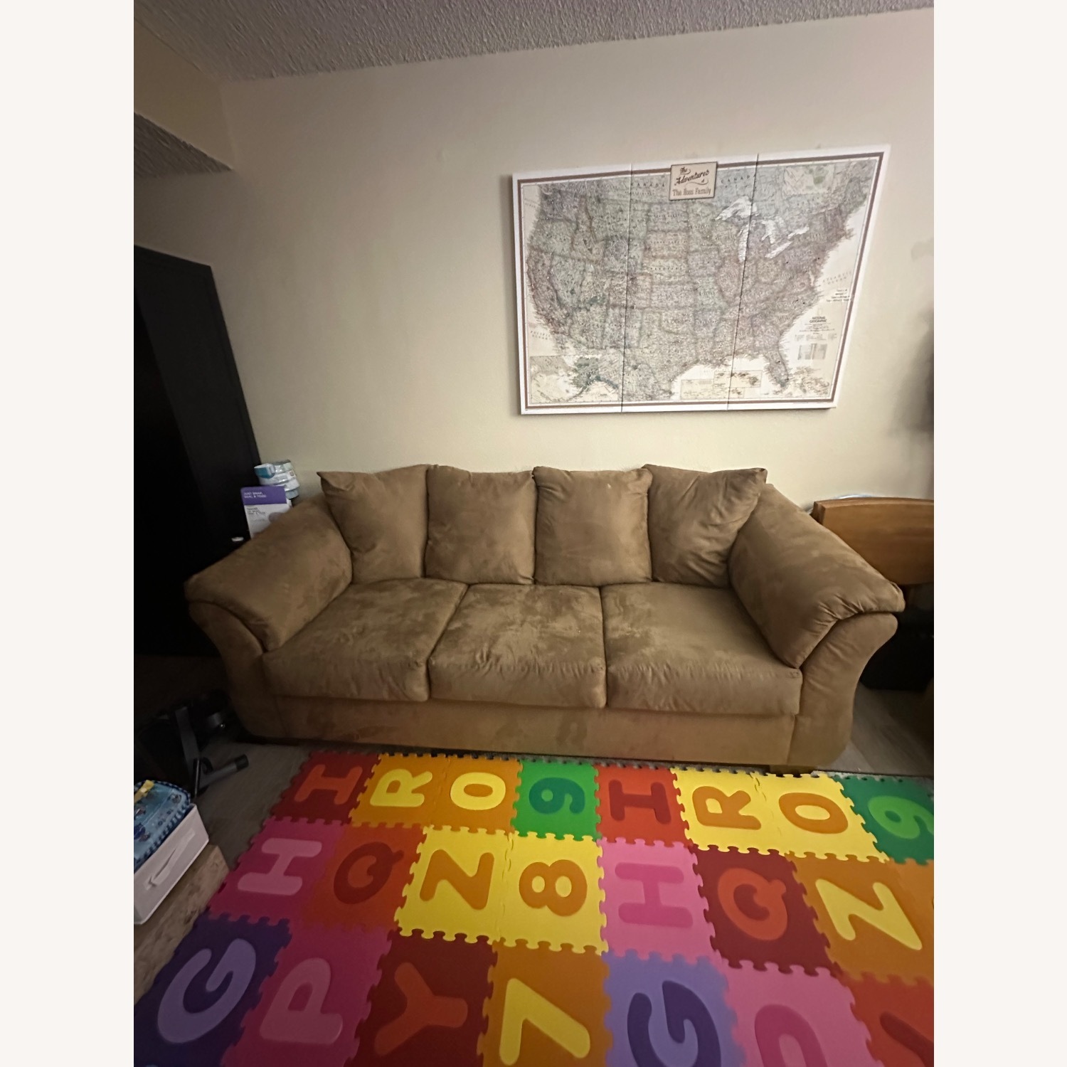 Light Brown Oversized Plush 3-Seater Couch - image-3