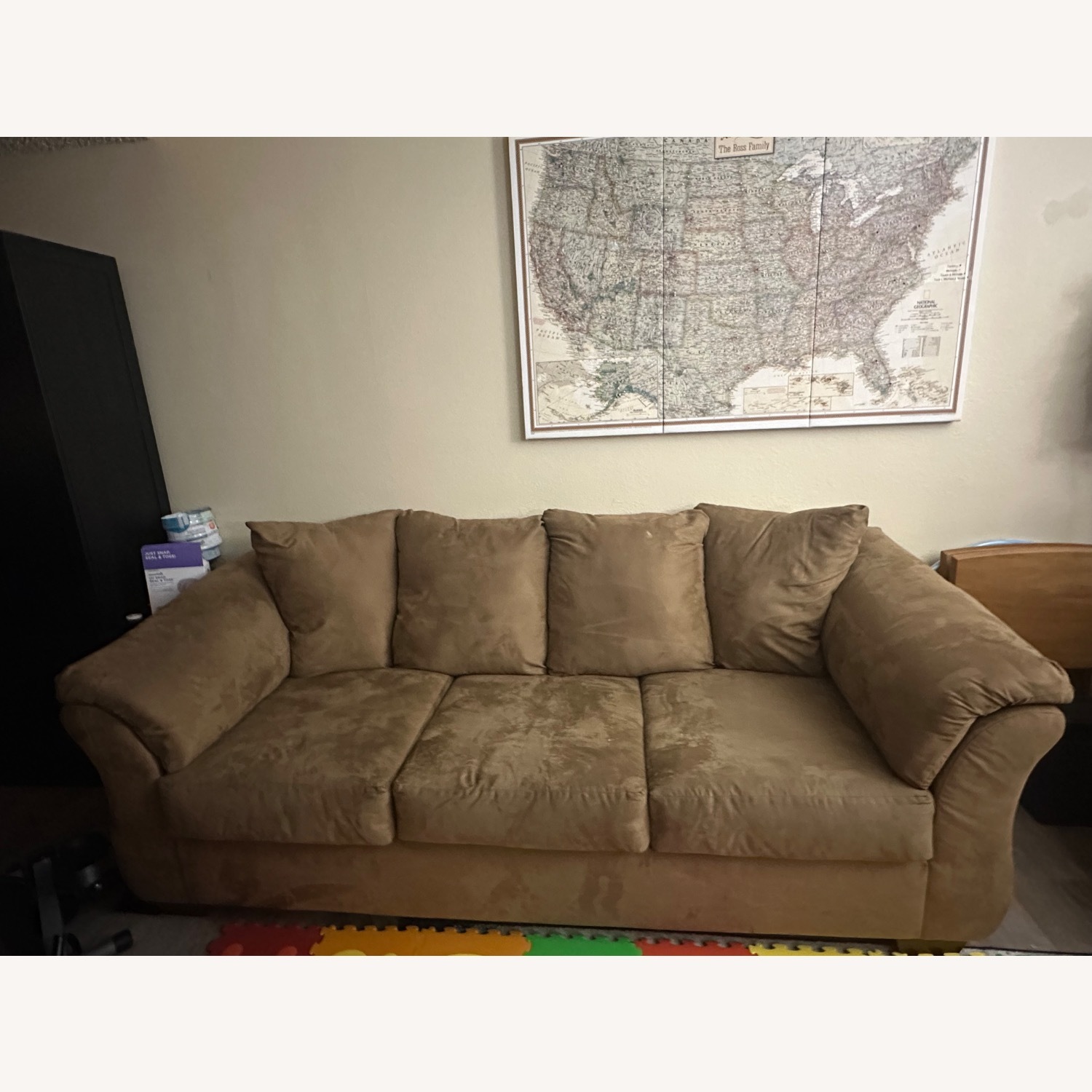 Light Brown Oversized Plush 3-Seater Couch - image-2