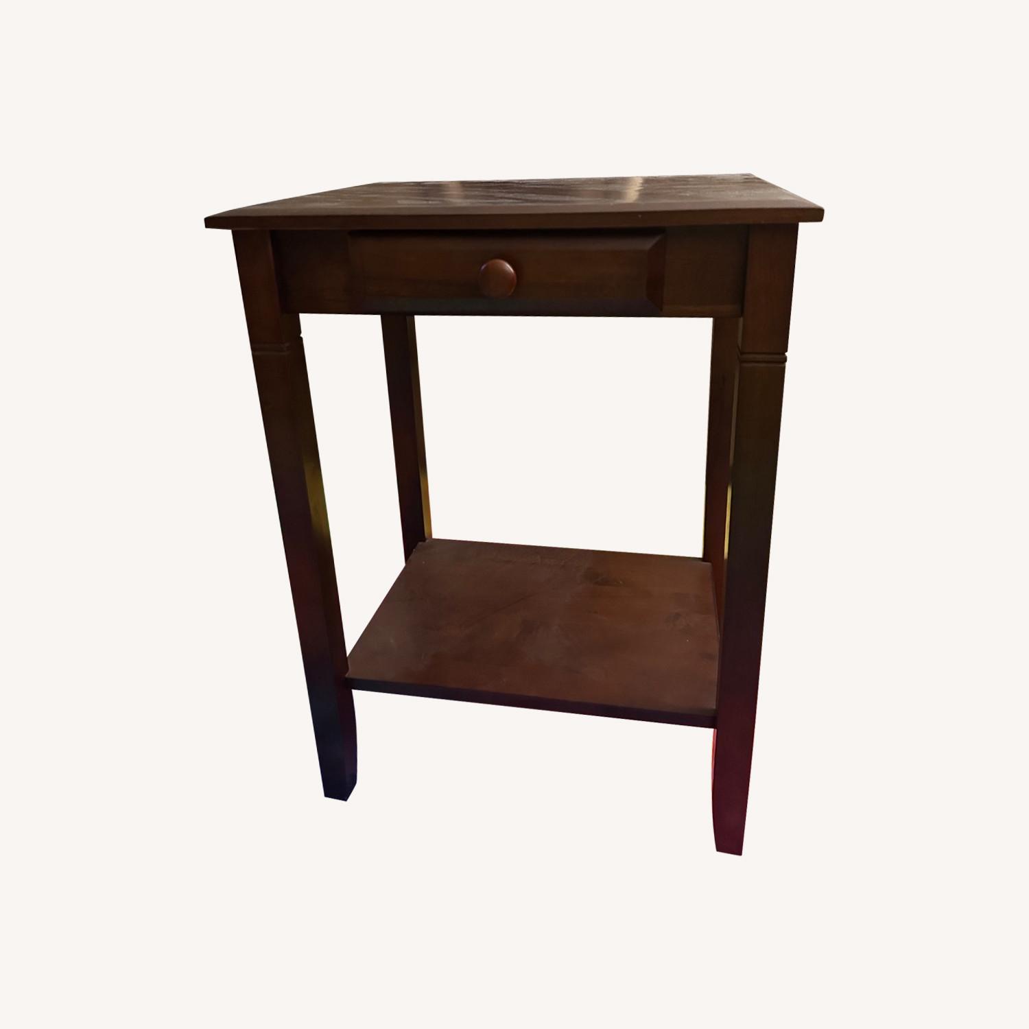 Brown End Table With Drawer - image-0