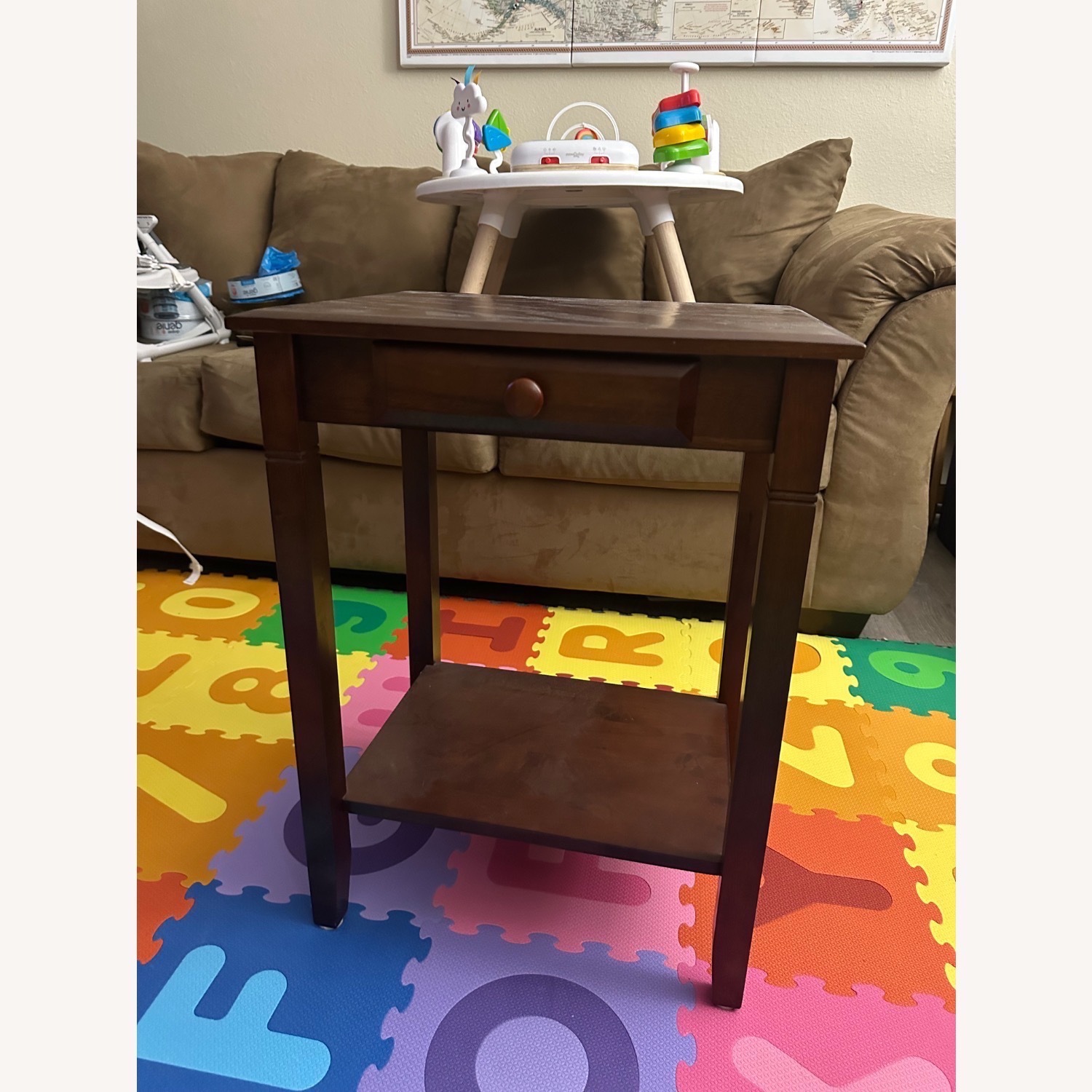 Brown End Table With Drawer - image-1