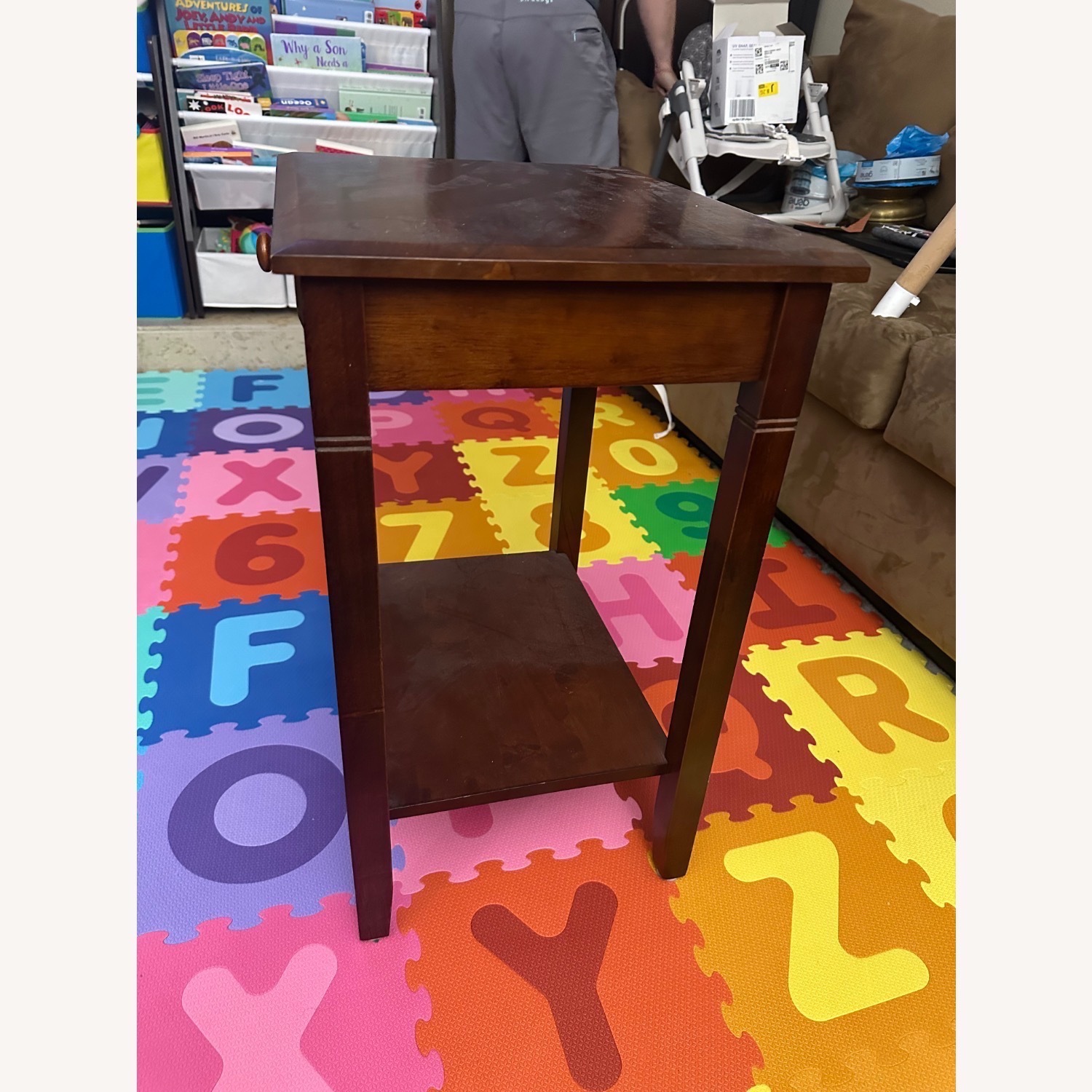 Brown End Table With Drawer - image-2