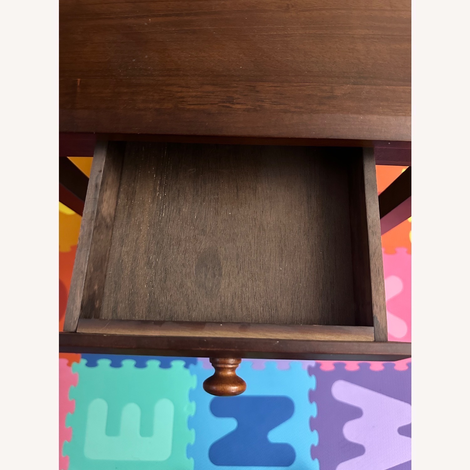 Brown End Table With Drawer - image-6