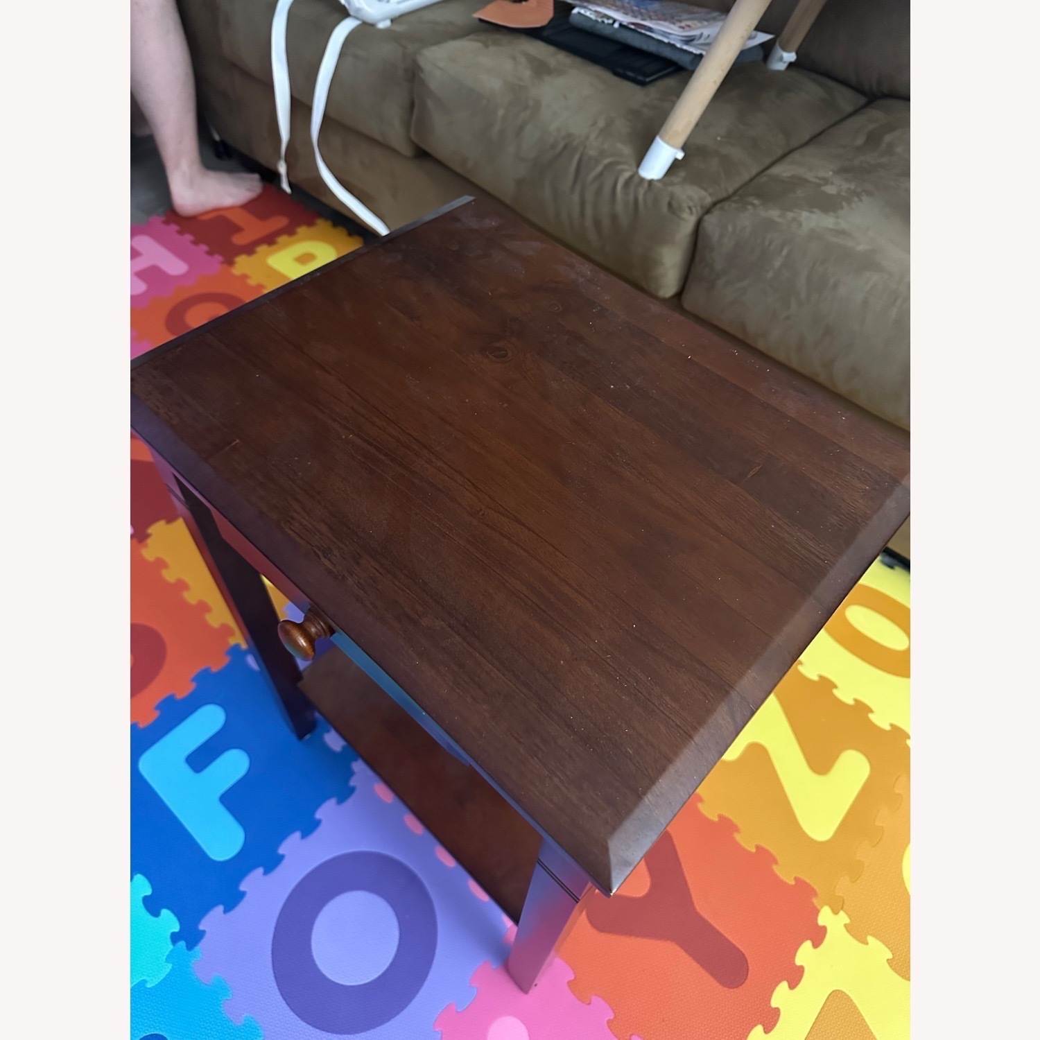 Brown End Table With Drawer - image-3