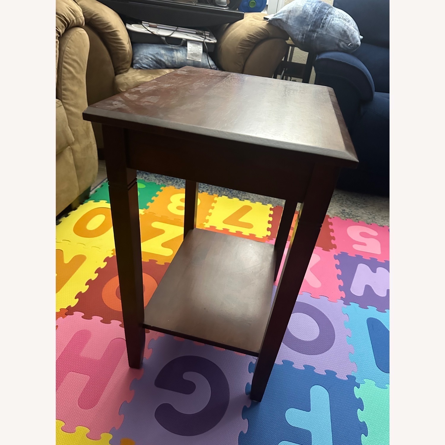 Brown End Table With Drawer - image-5