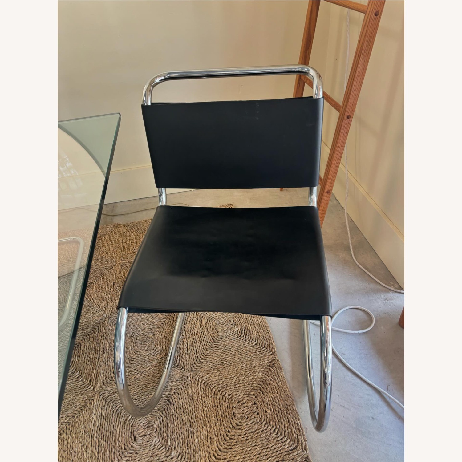 Mid Century S6 Leather Chrome Dining Chairs - image-1