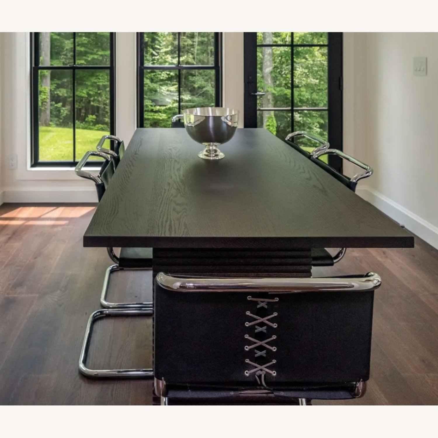 Mid Century S6 Leather Chrome Dining Chairs - image-3