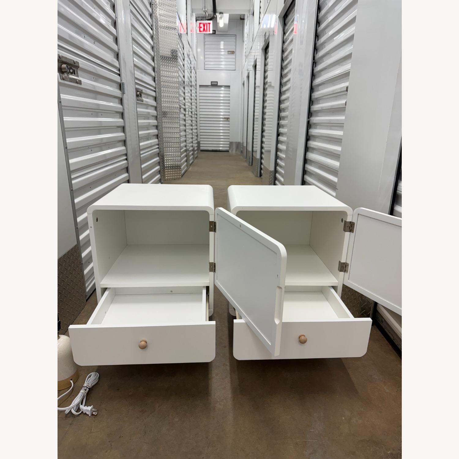 2 White Linen Cabinet with Rattan Door and Drawer - image-2