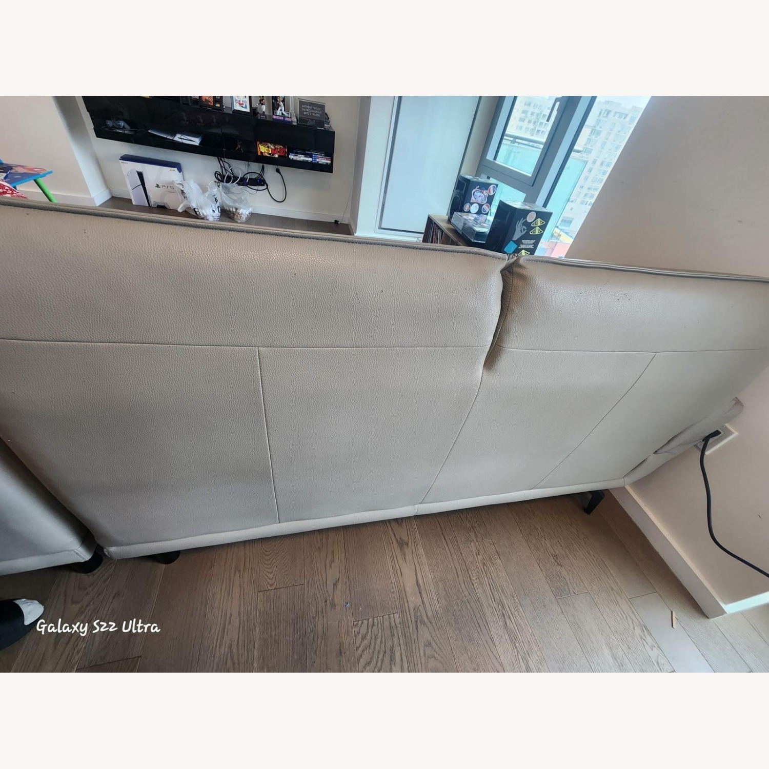 Gray Leather Sectional with Chaise - image-1