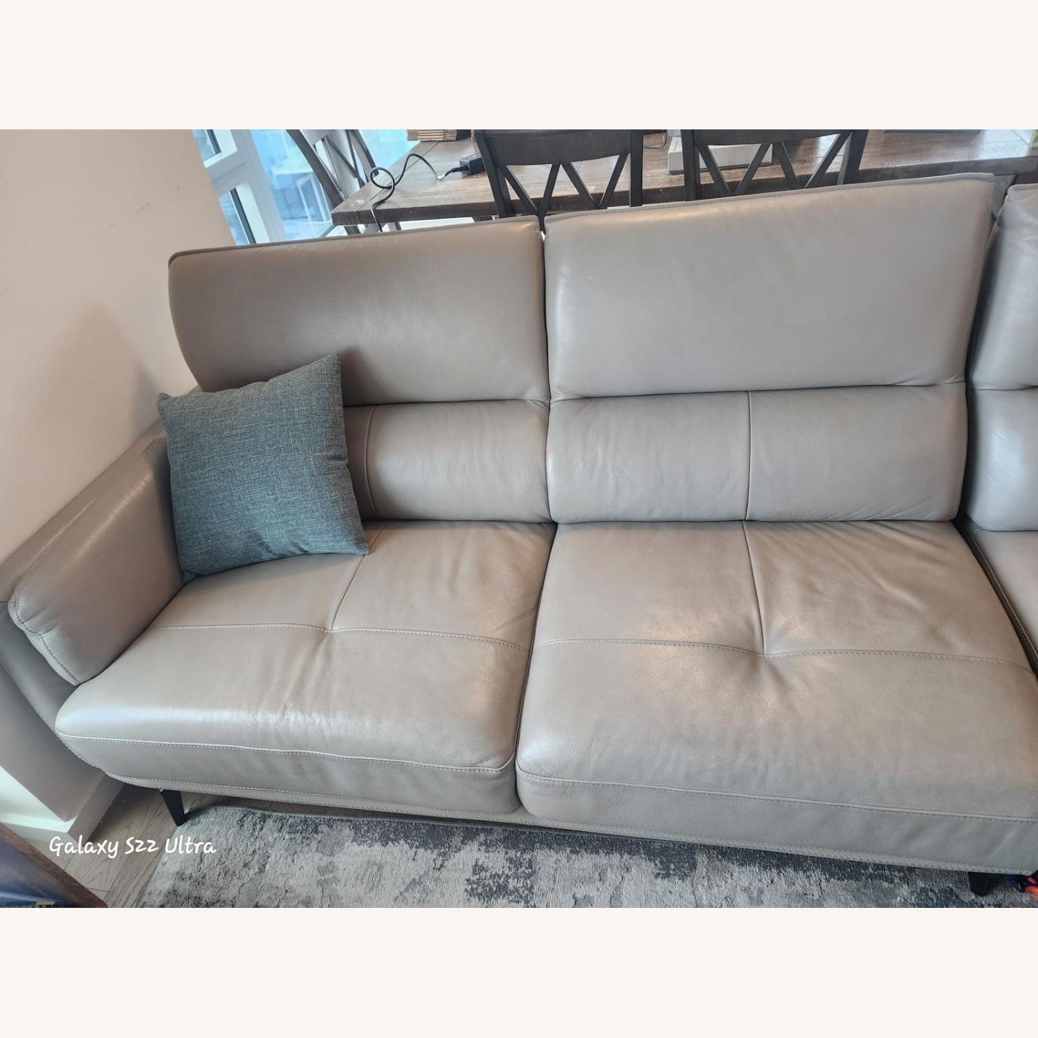 Gray Leather Sectional with Chaise - image-3