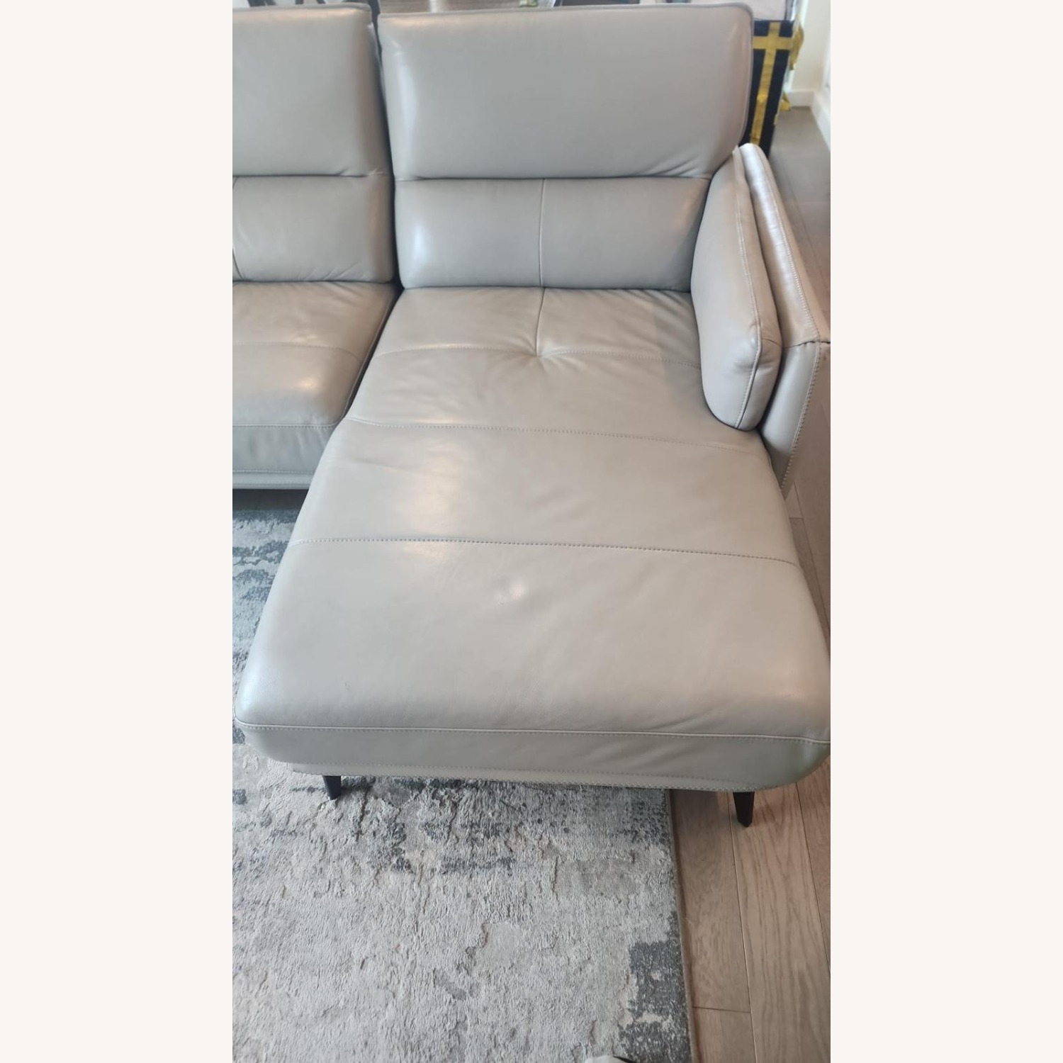 Gray Leather Sectional with Chaise - image-6