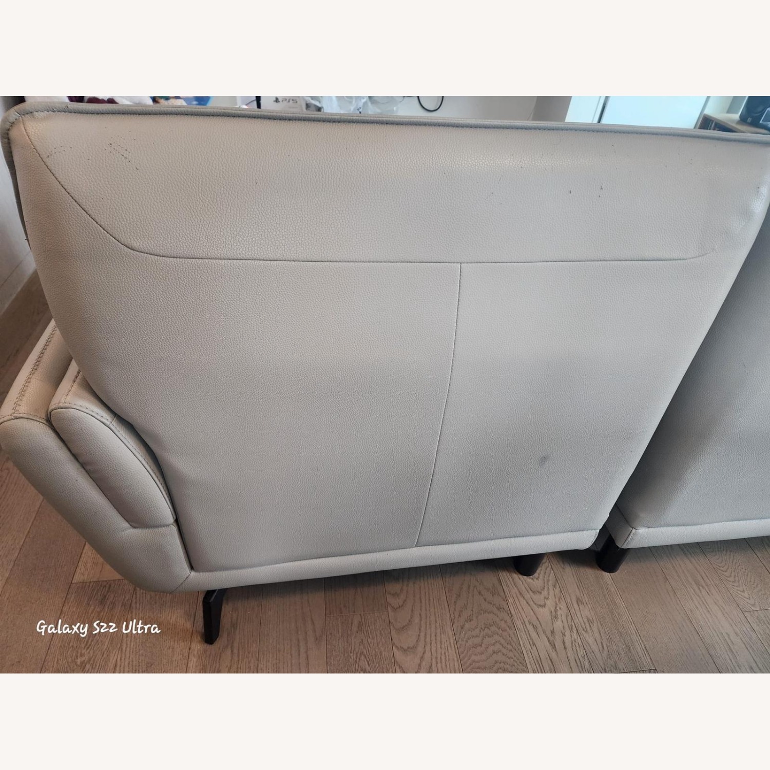 Gray Leather Sectional with Chaise - image-9