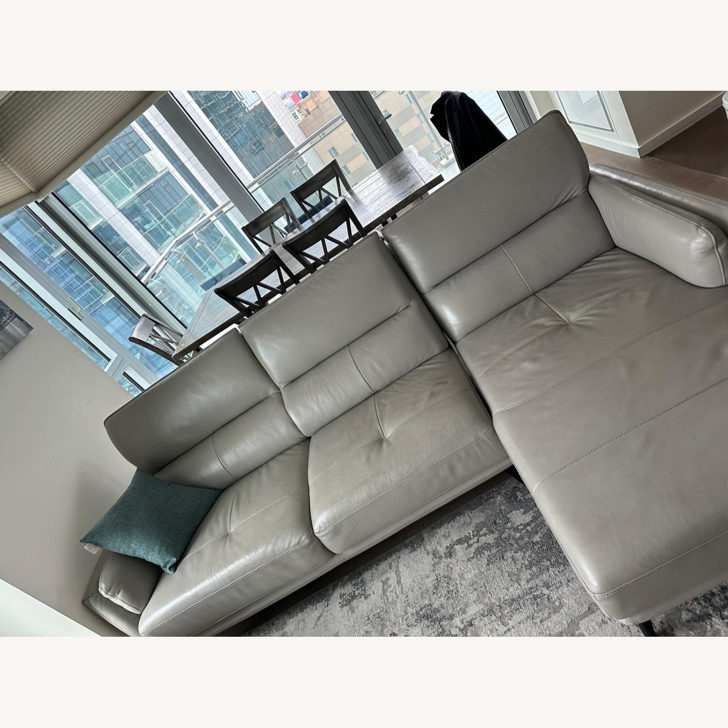 Gray Leather Sectional with Chaise - image-8