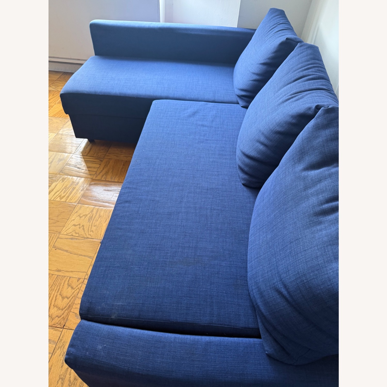 IKEA Modern Blue Sectional Sofa with Chaise - AptDeco