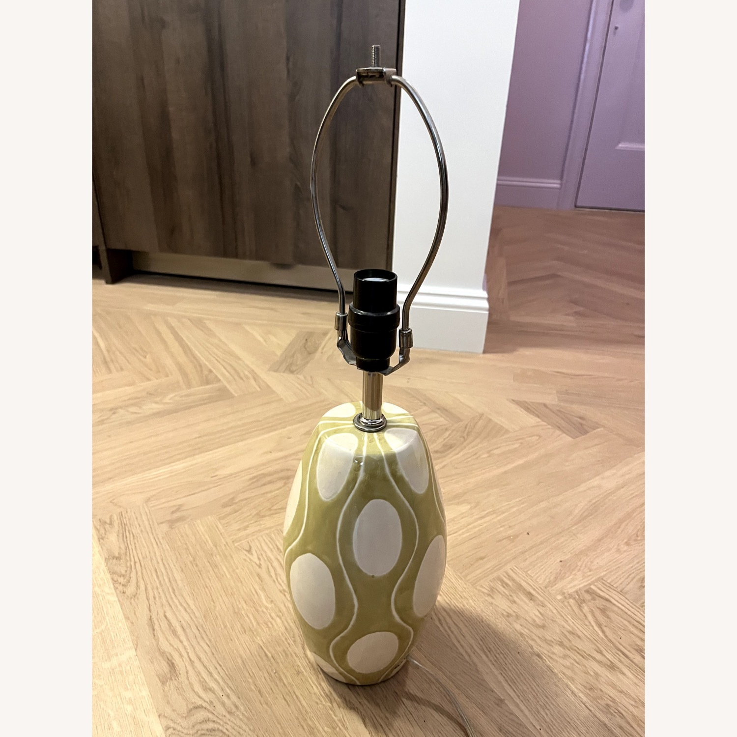 Green and Cream Ceramic Lamp With Shade - image-2