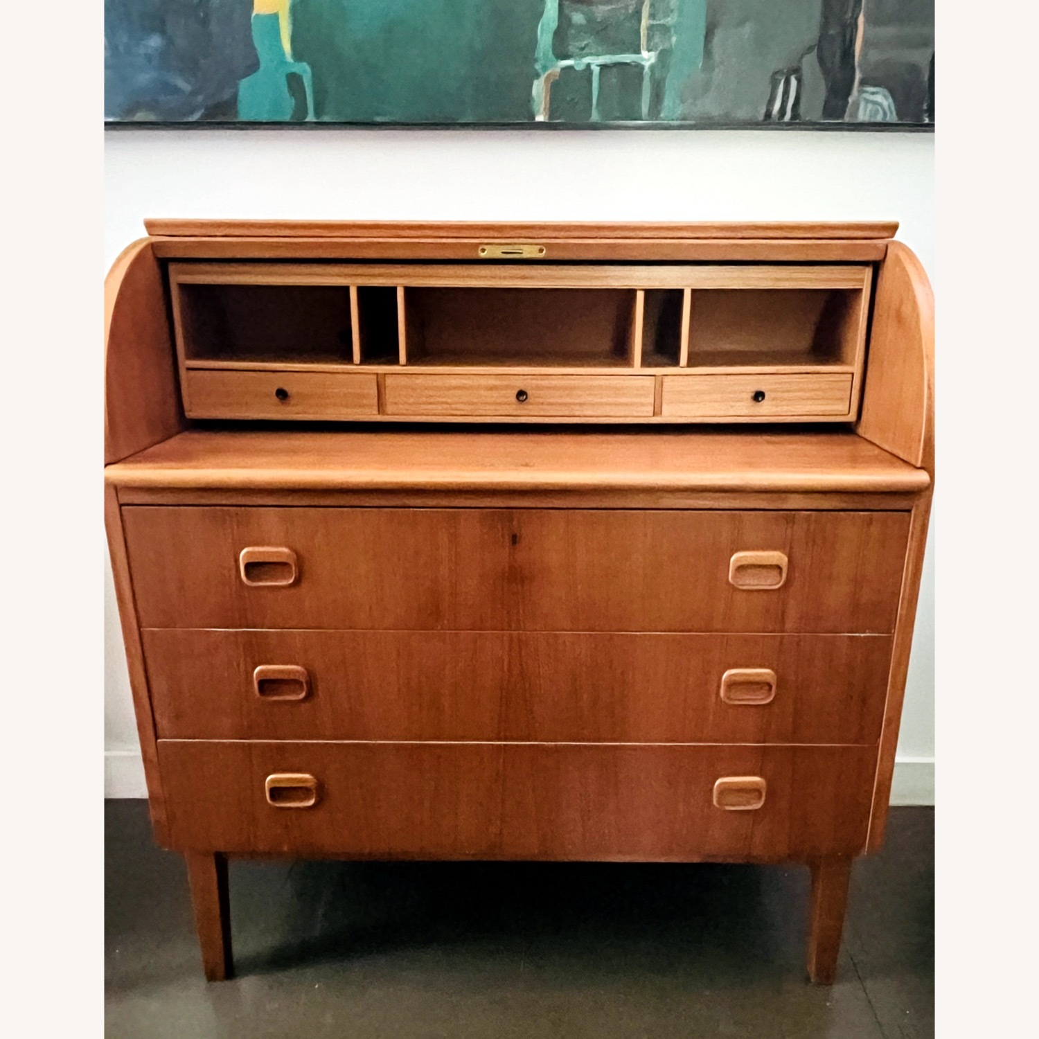 Mid Century Roll Top Desk Scandinavian - image-4