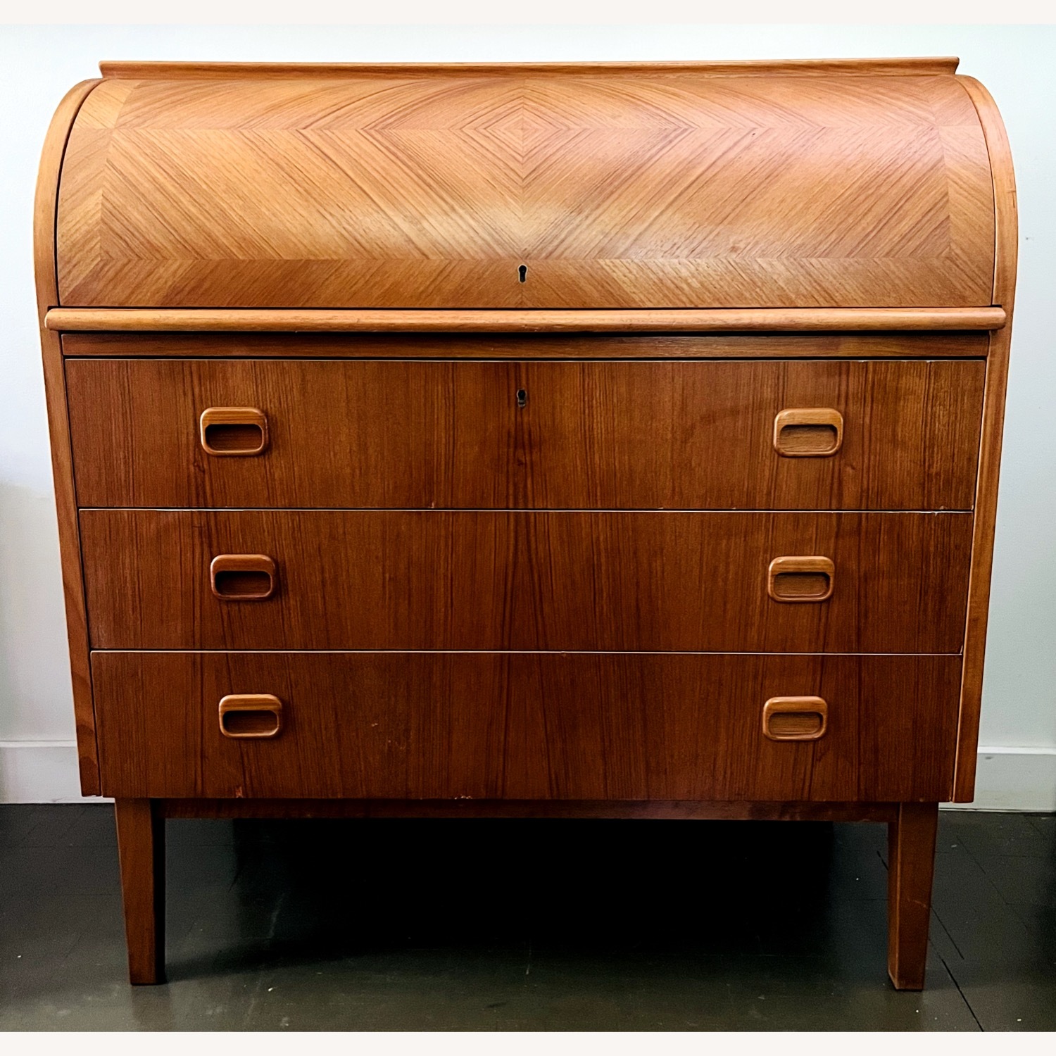 Mid Century Roll Top Desk Scandinavian - image-9