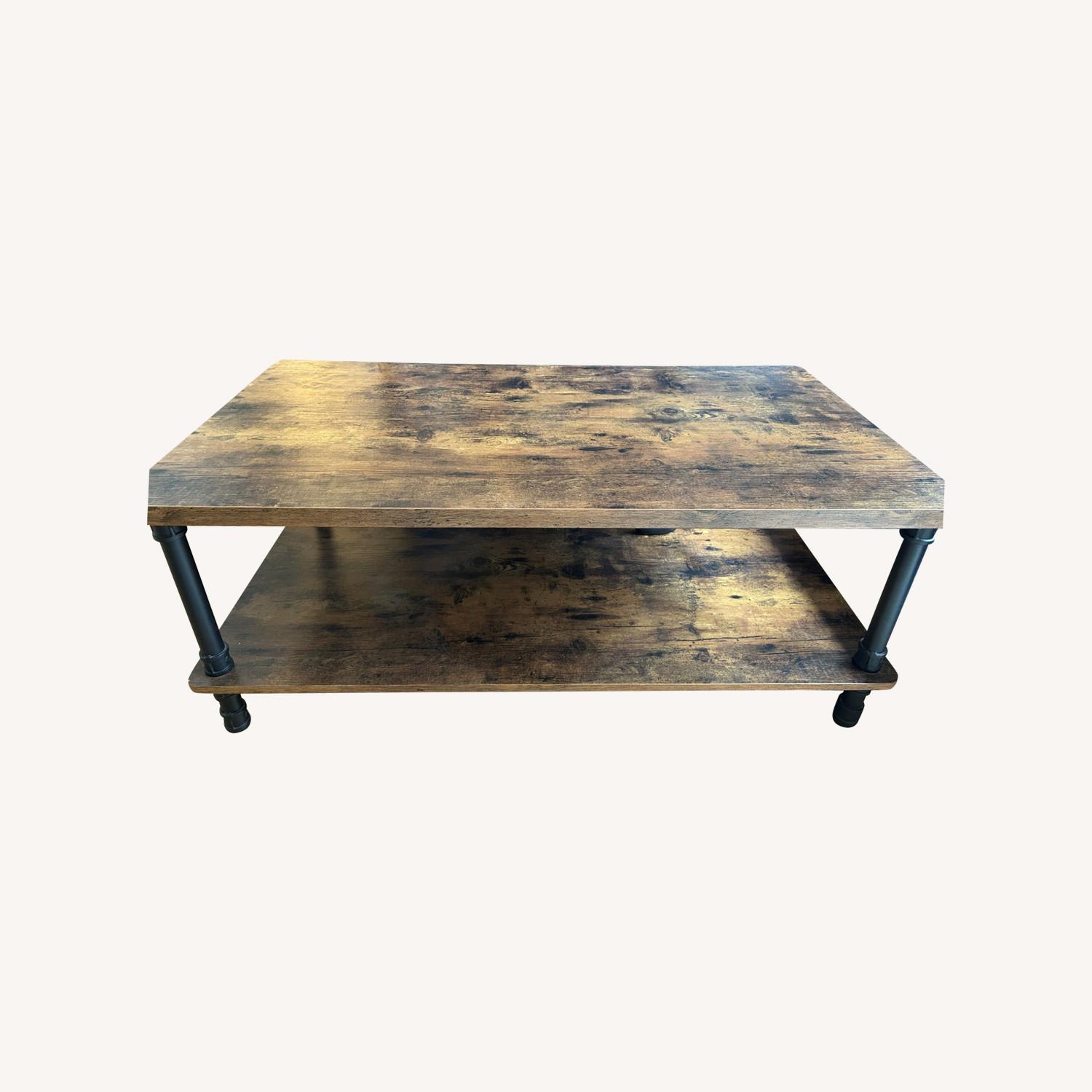  Industrial Coffee Table with Storage Shelf  - image-0