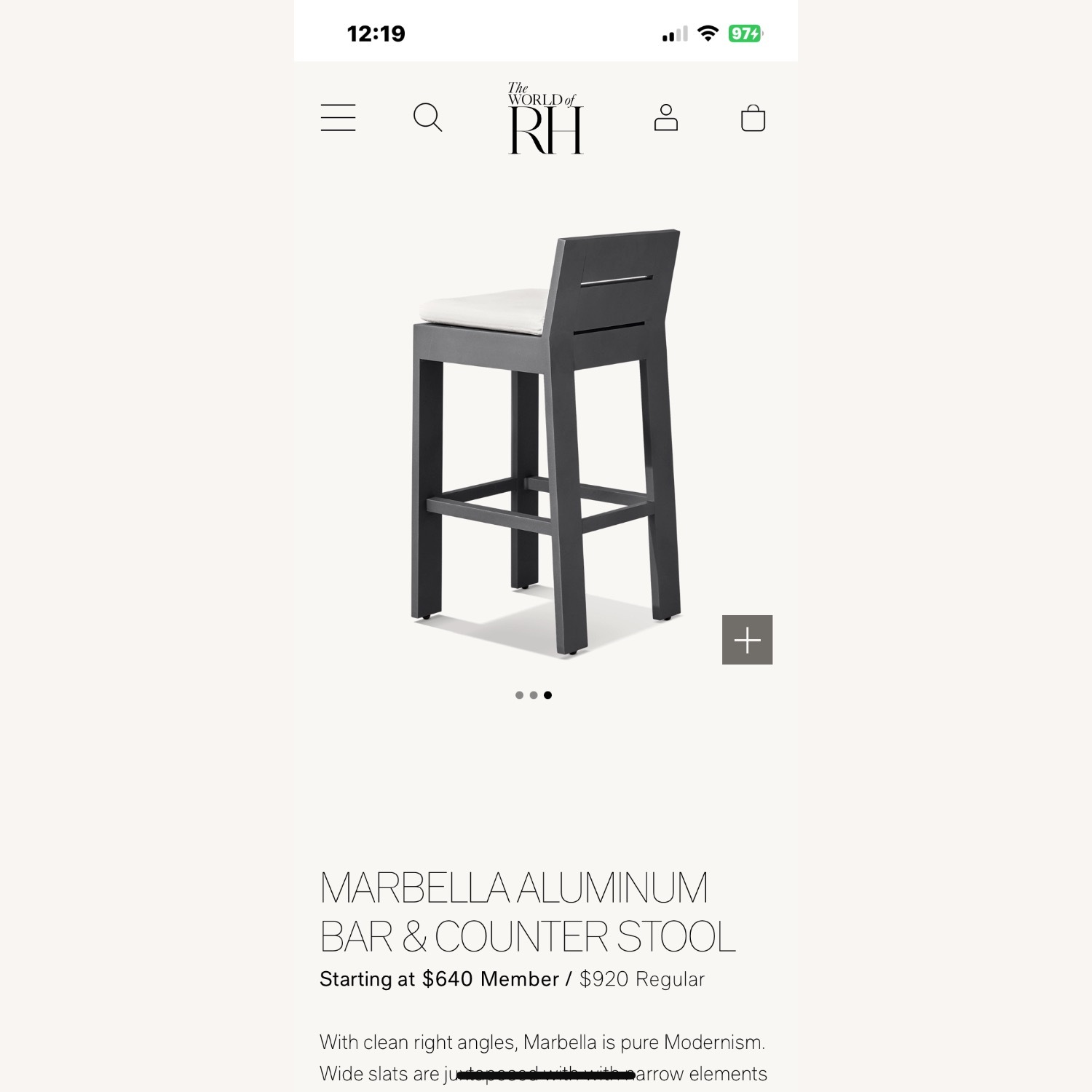 Restoration Hardware Marbella Counter Stool - image-1