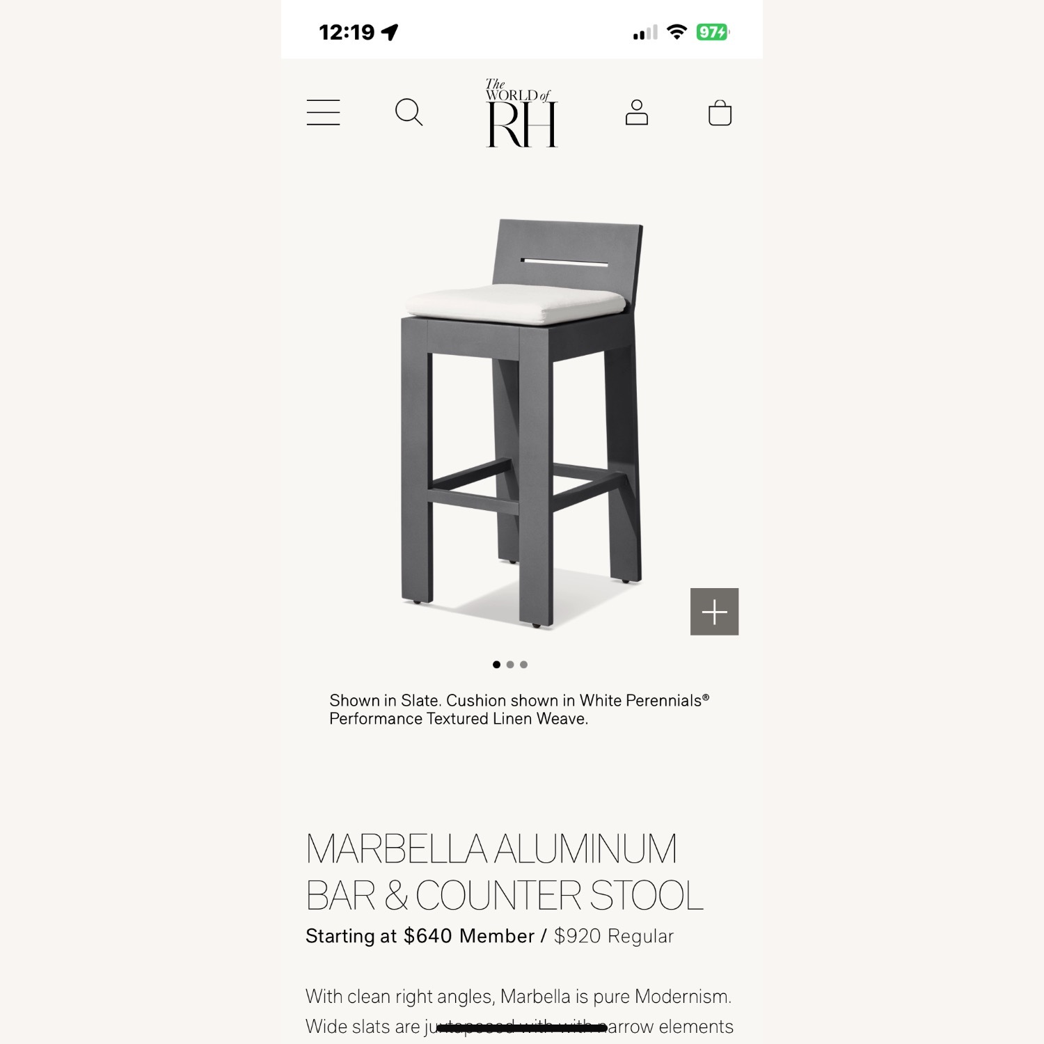 Restoration Hardware Marbella Counter Stool - image-2