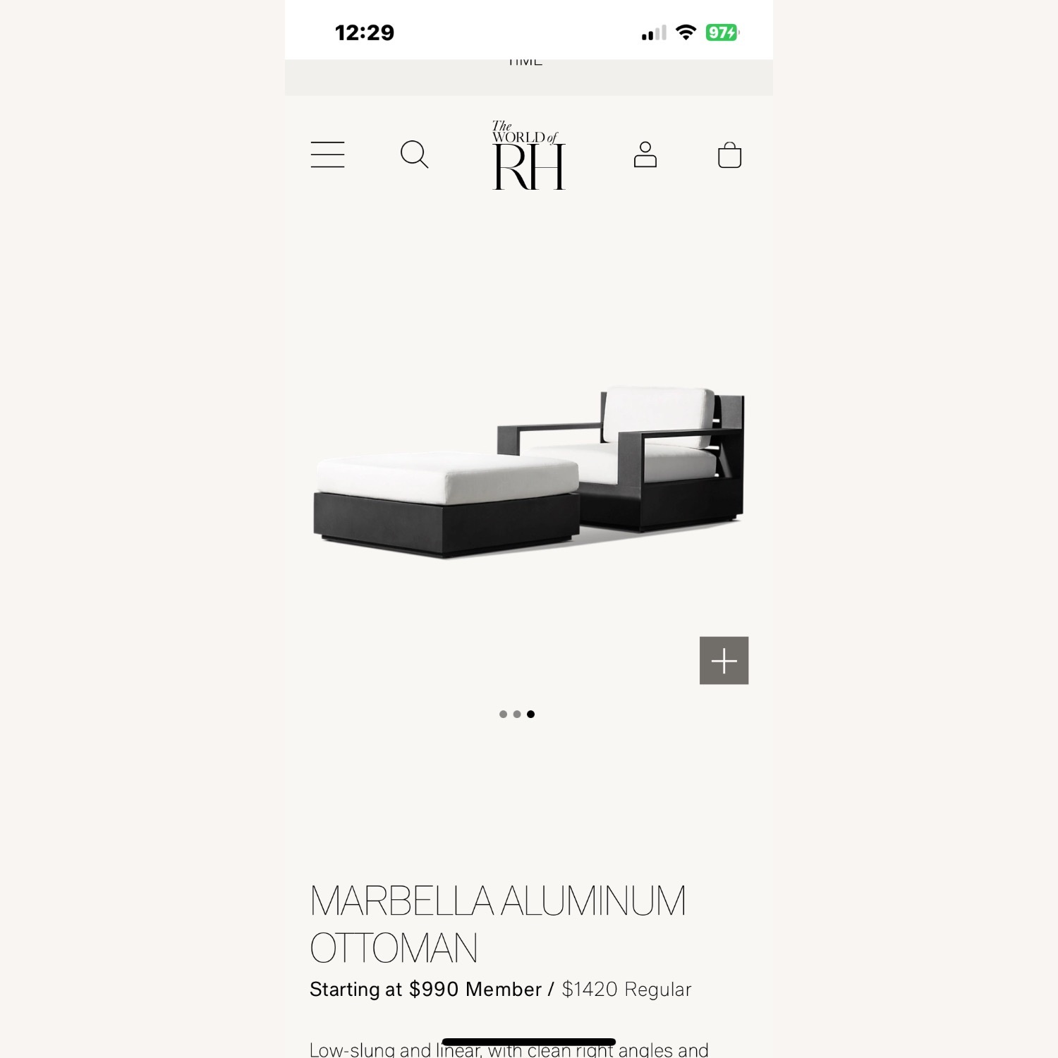 Restoration Hardware Marbella Aluminum Ottoman (2) - image-3