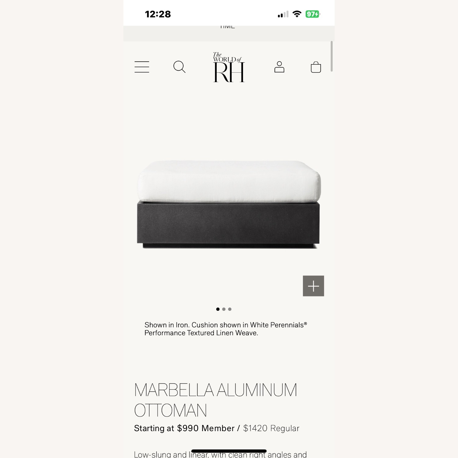 Restoration Hardware Marbella Aluminum Ottoman (2) - image-2