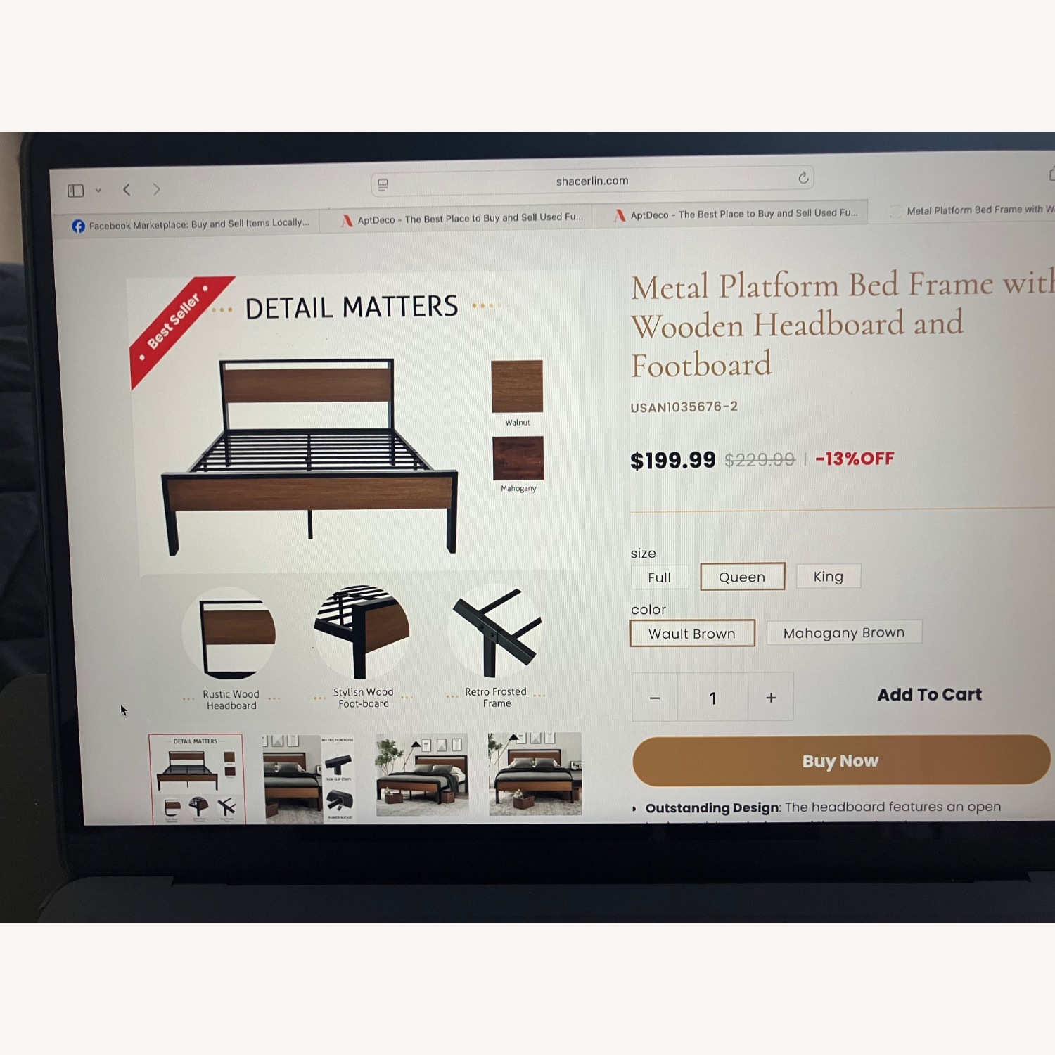 Queen Metal Platform Bed Frame - image-3