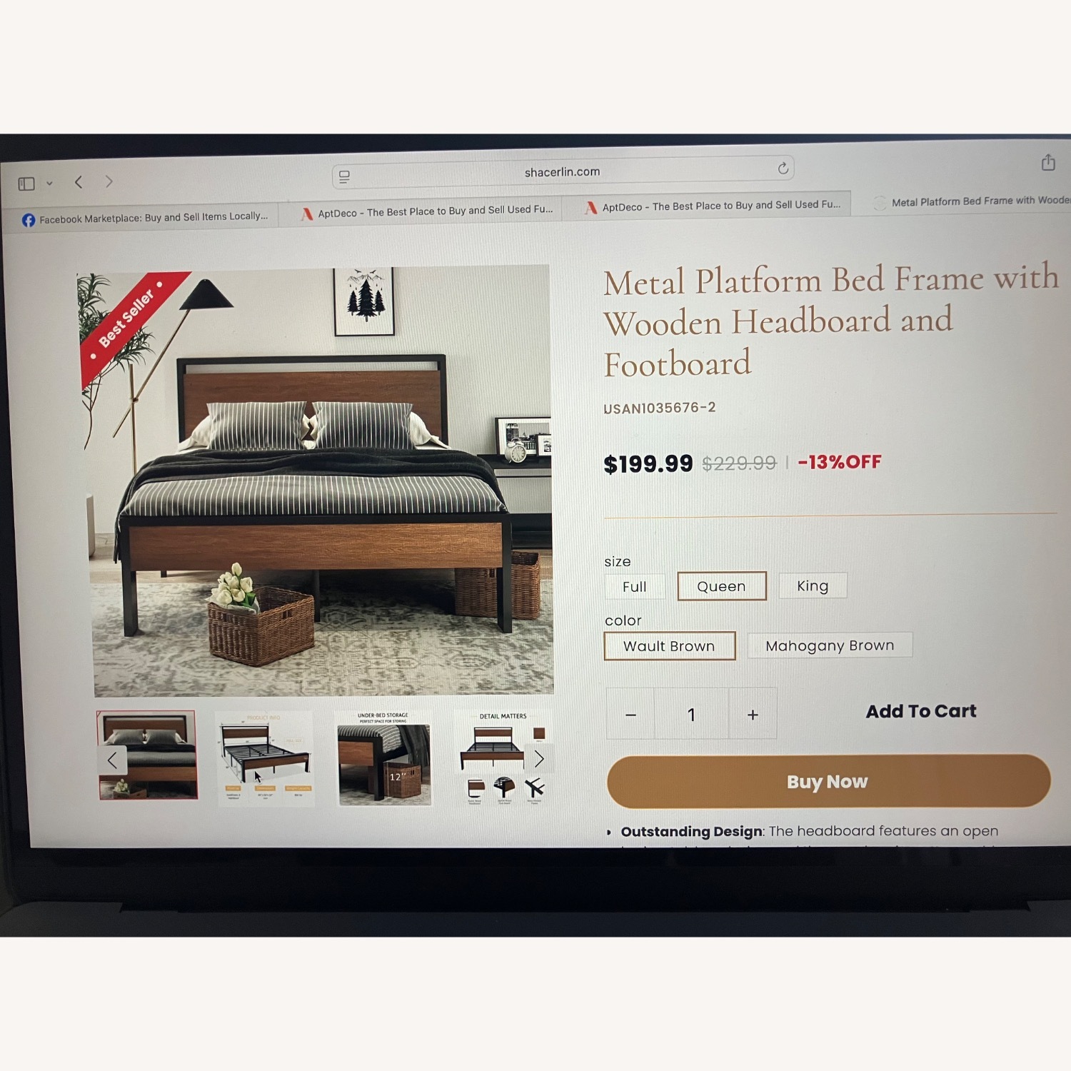 Queen Metal Platform Bed Frame - image-2
