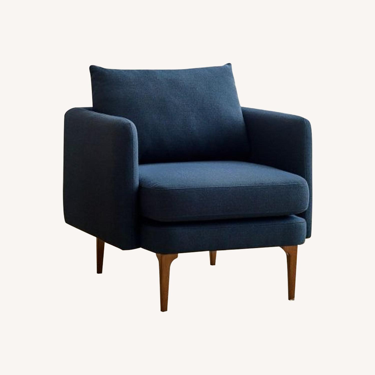 West Elm Auburn Blue Velvet Chair - image-0