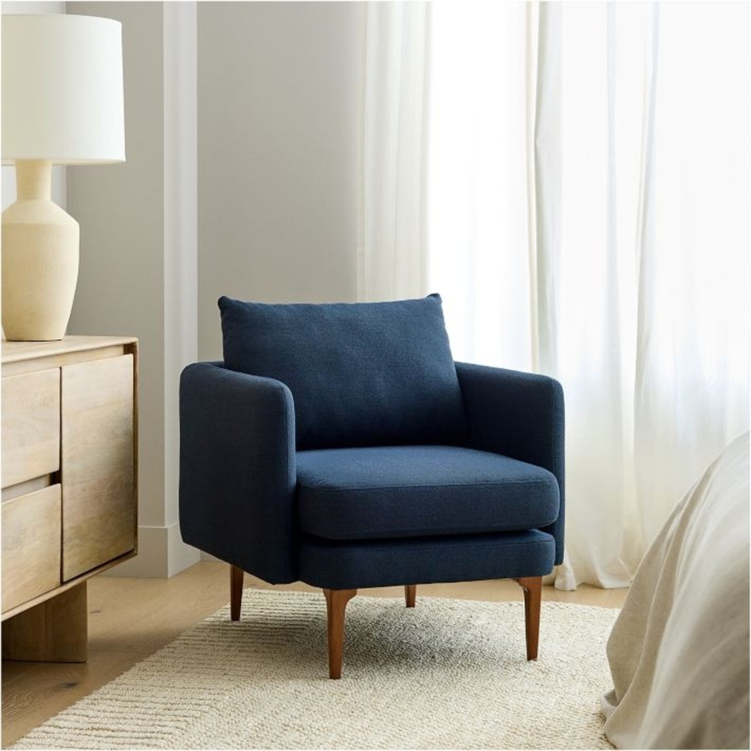 West Elm Auburn Blue Velvet Chair - image-4