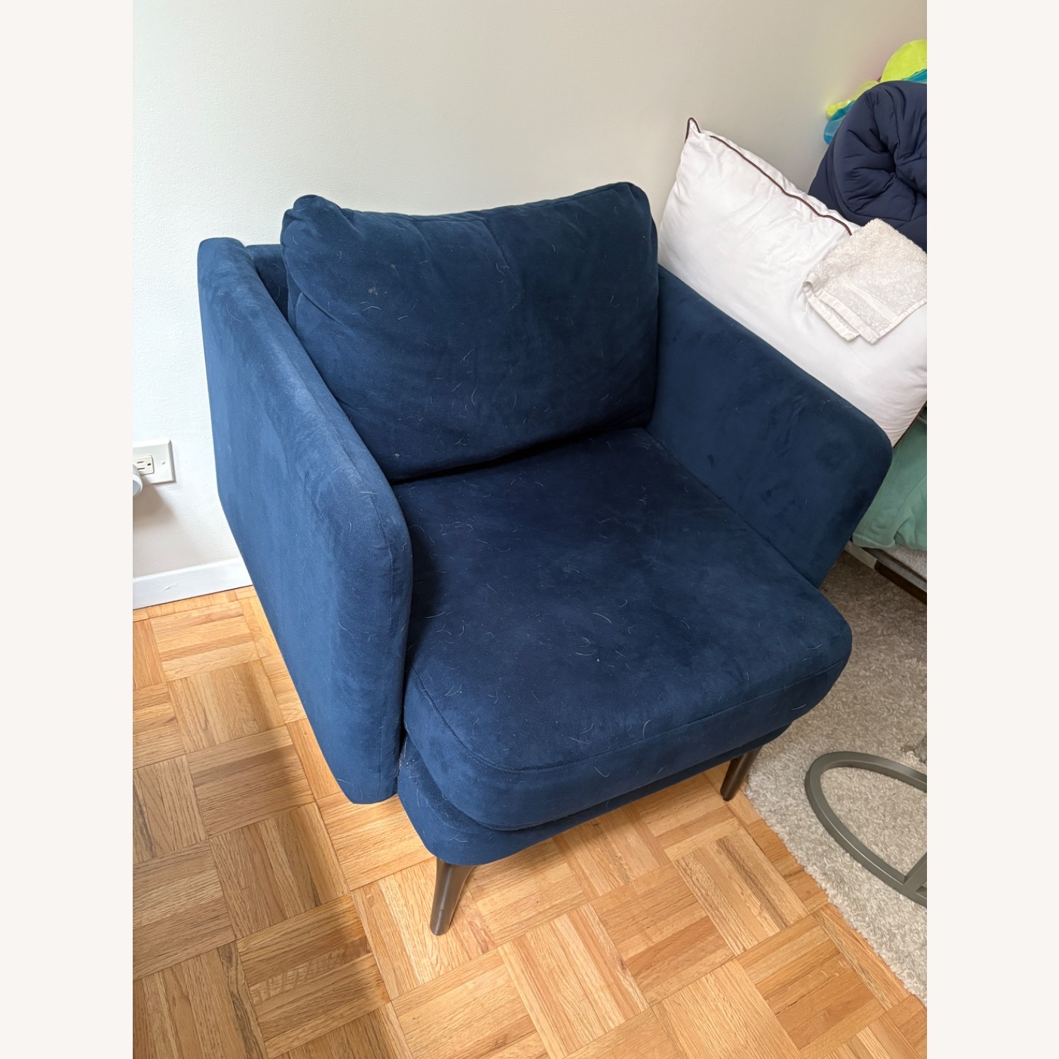 West Elm Auburn Blue Velvet Chair - image-1