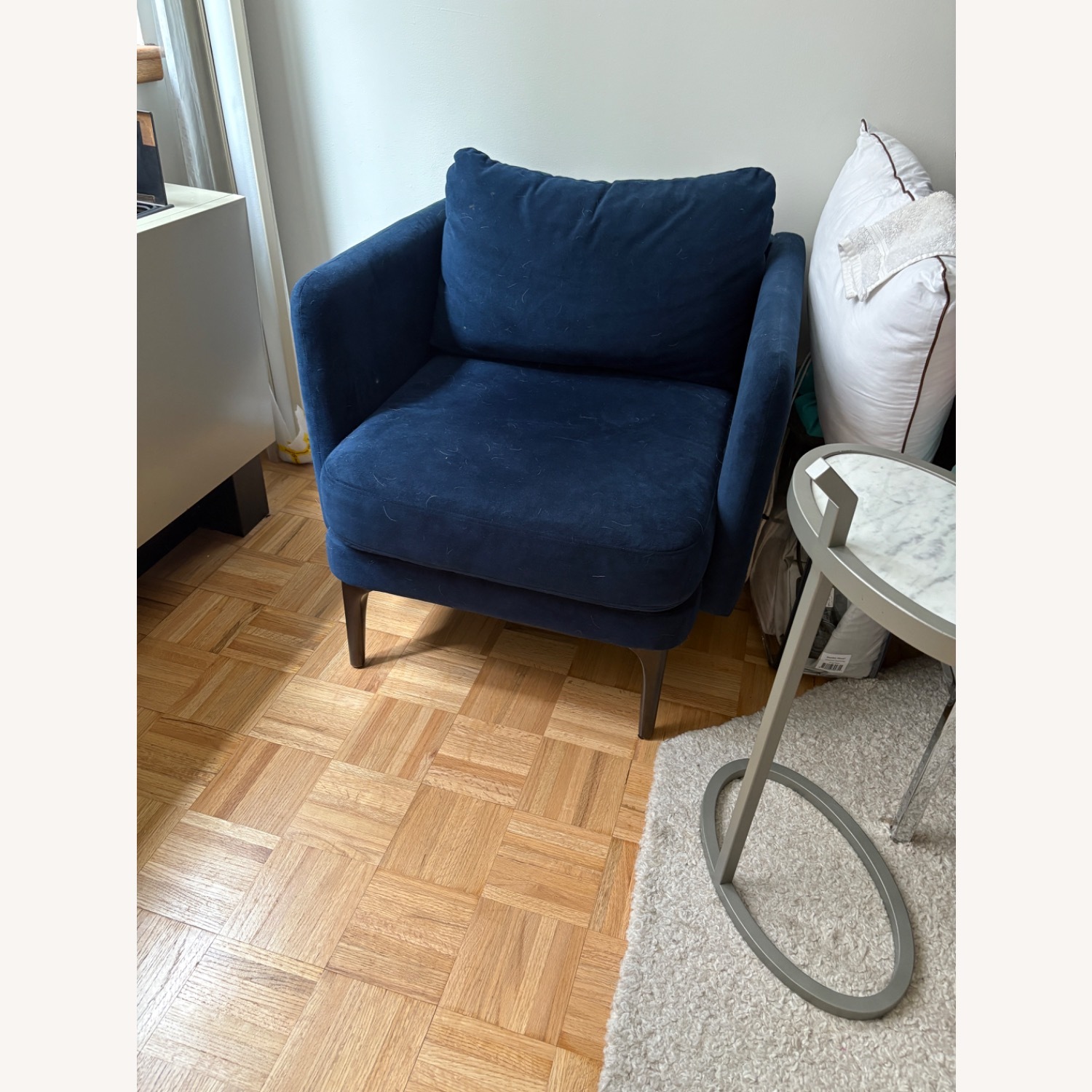 West Elm Auburn Blue Velvet Chair - image-2