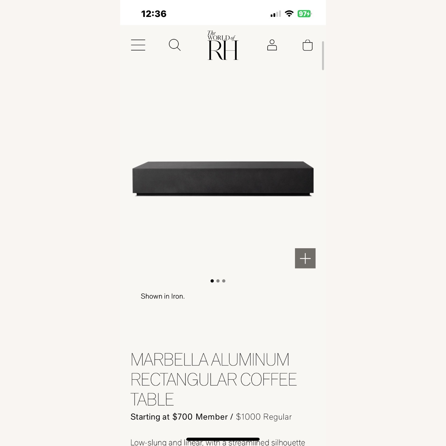 Restoration Hardware Marbella Aluminum Coffee Table - image-2