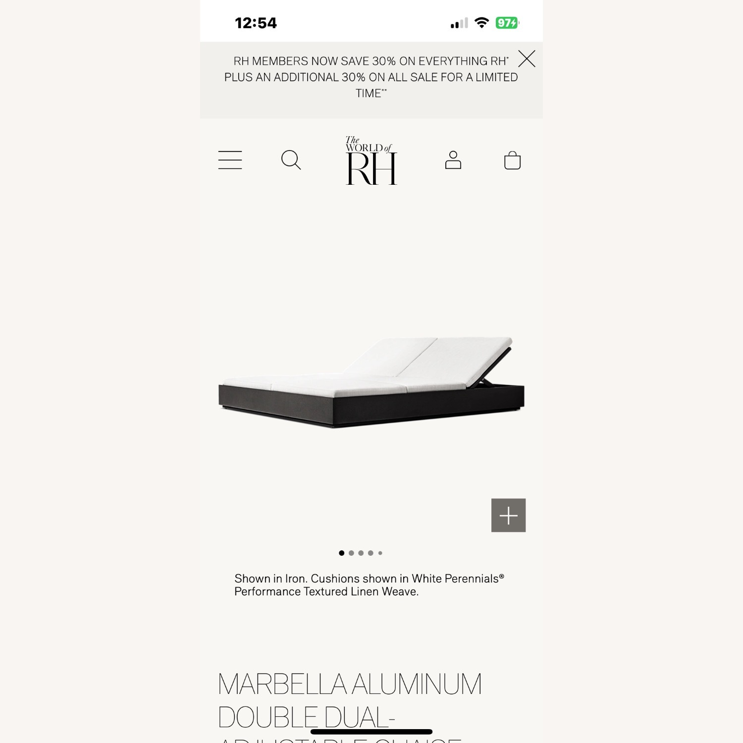 Restoration Hardware Double Adjustable Chaise - image-1