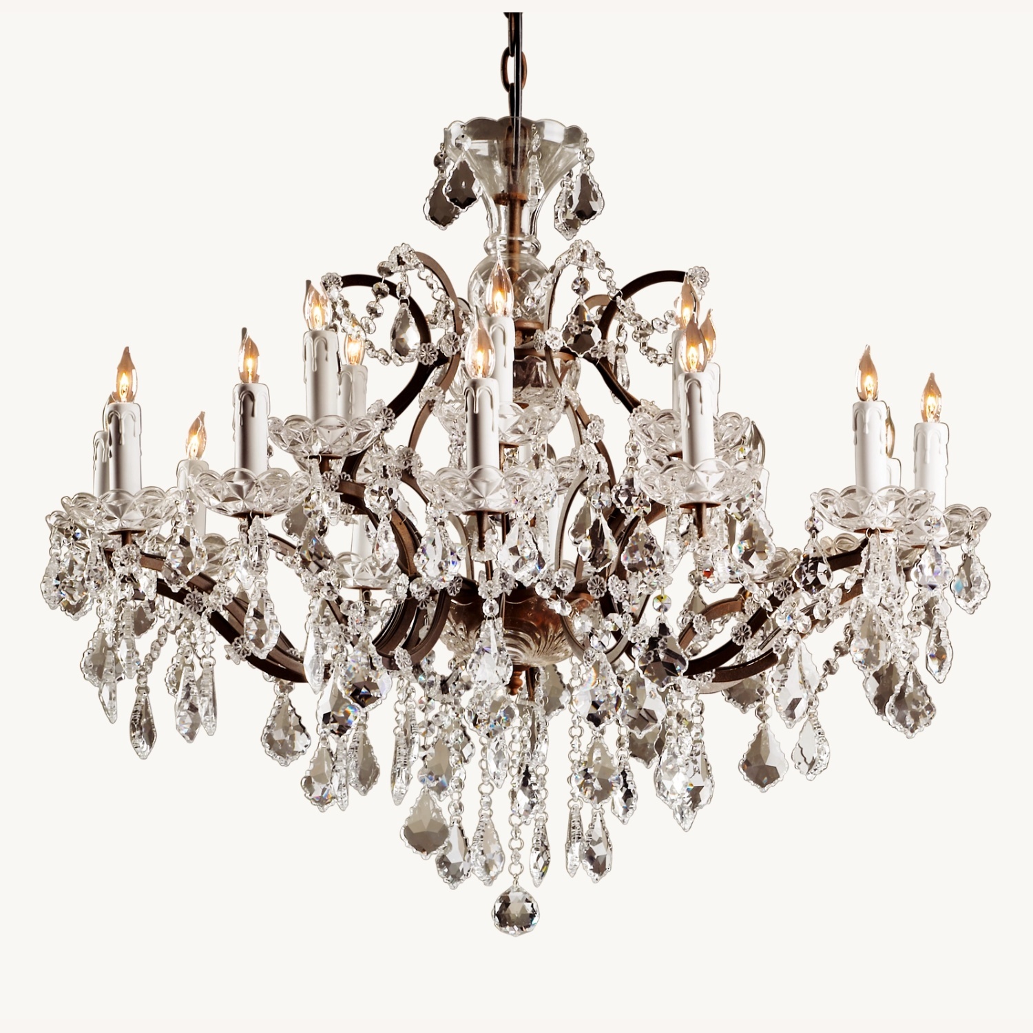 Restoration Hardware 19th C. Rococo Iron & Crystal Large Chandelier - image-4