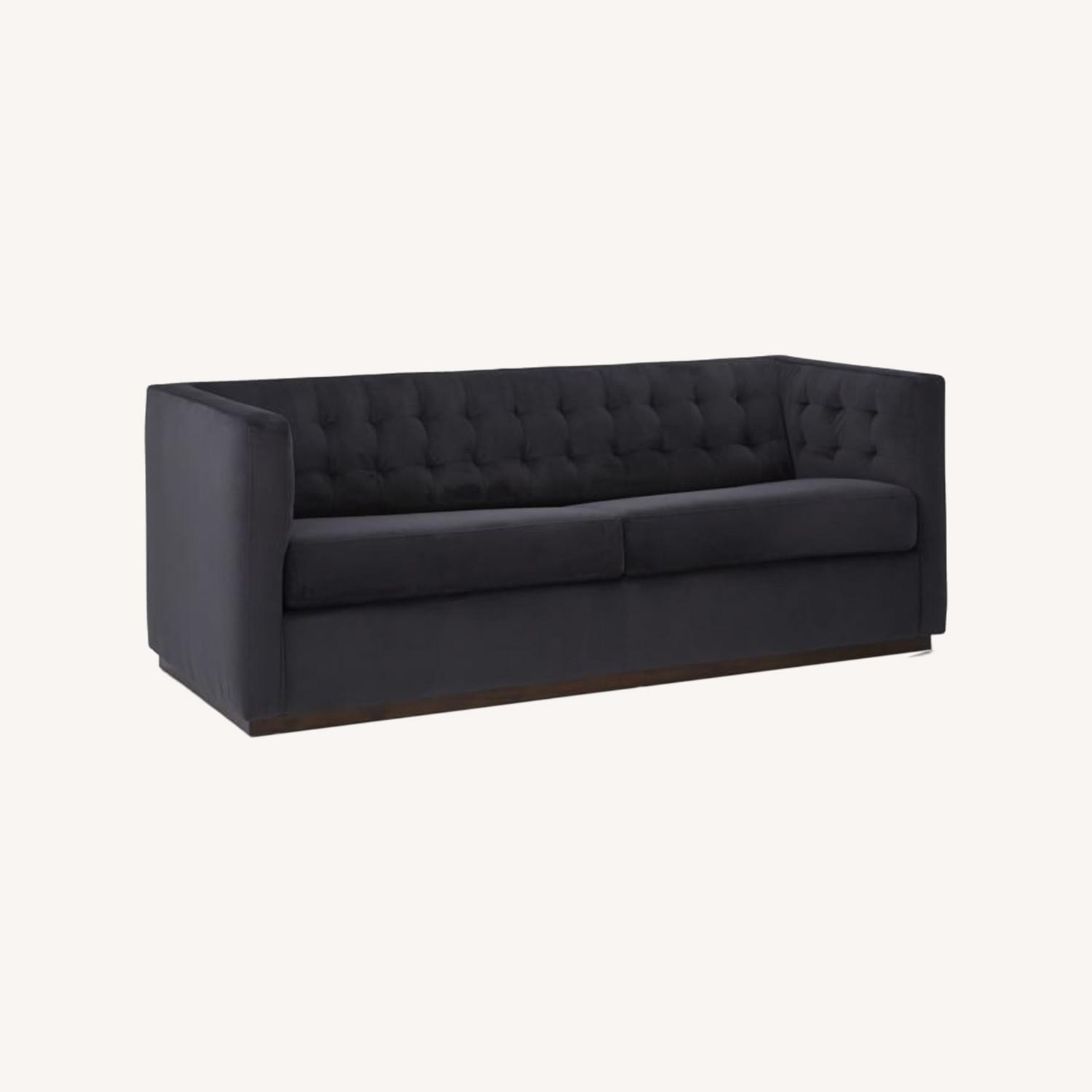 West Elm Luxury Navy 72 inch Sofa - image-0
