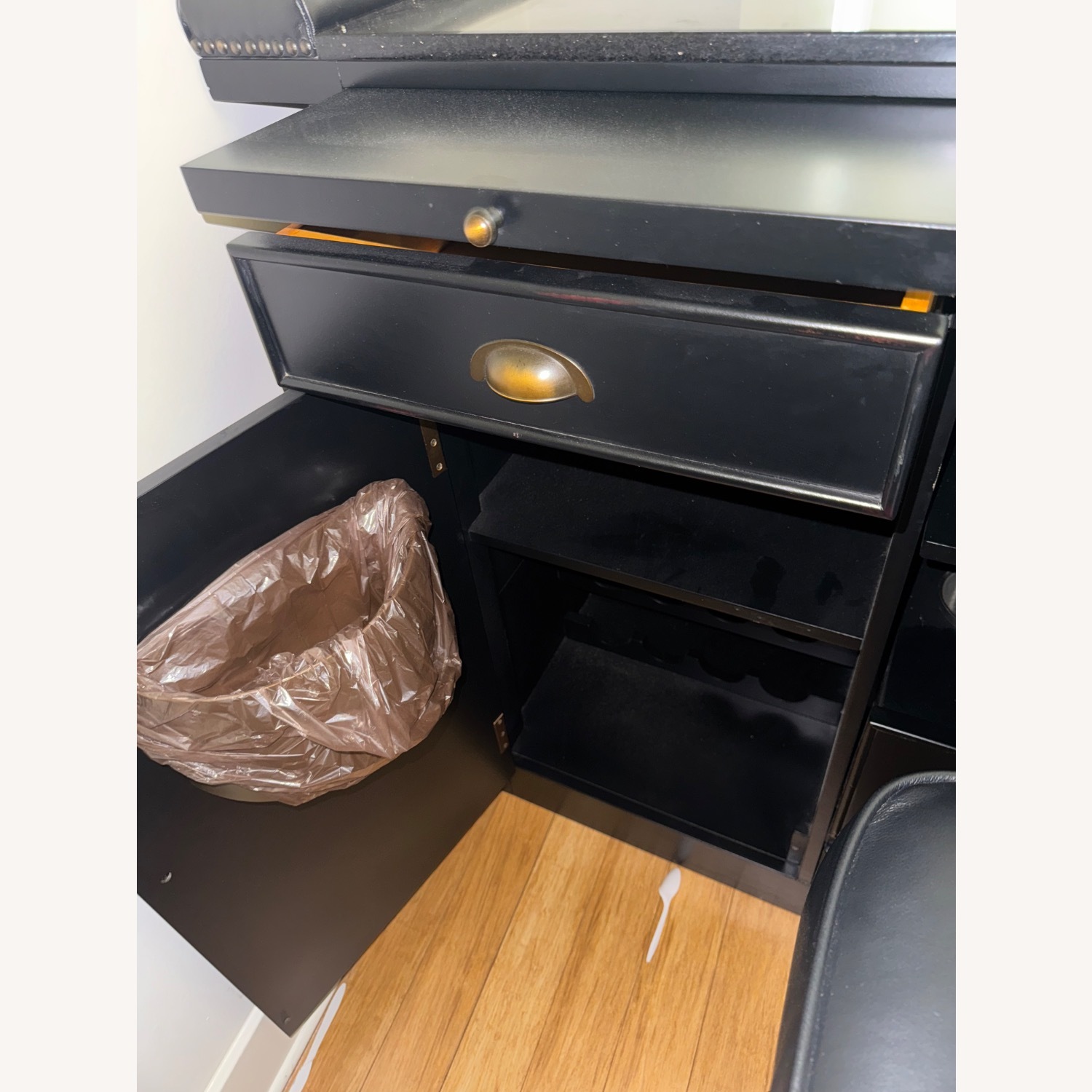 Marble Top and Leather Nail Embroidered Home Bar - image-6