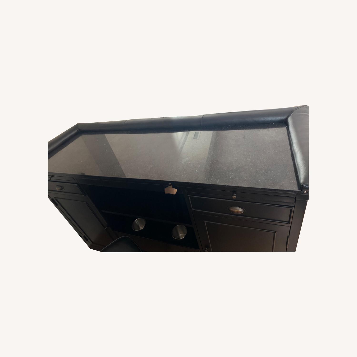 Marble Top and Leather Nail Embroidered Home Bar - image-0