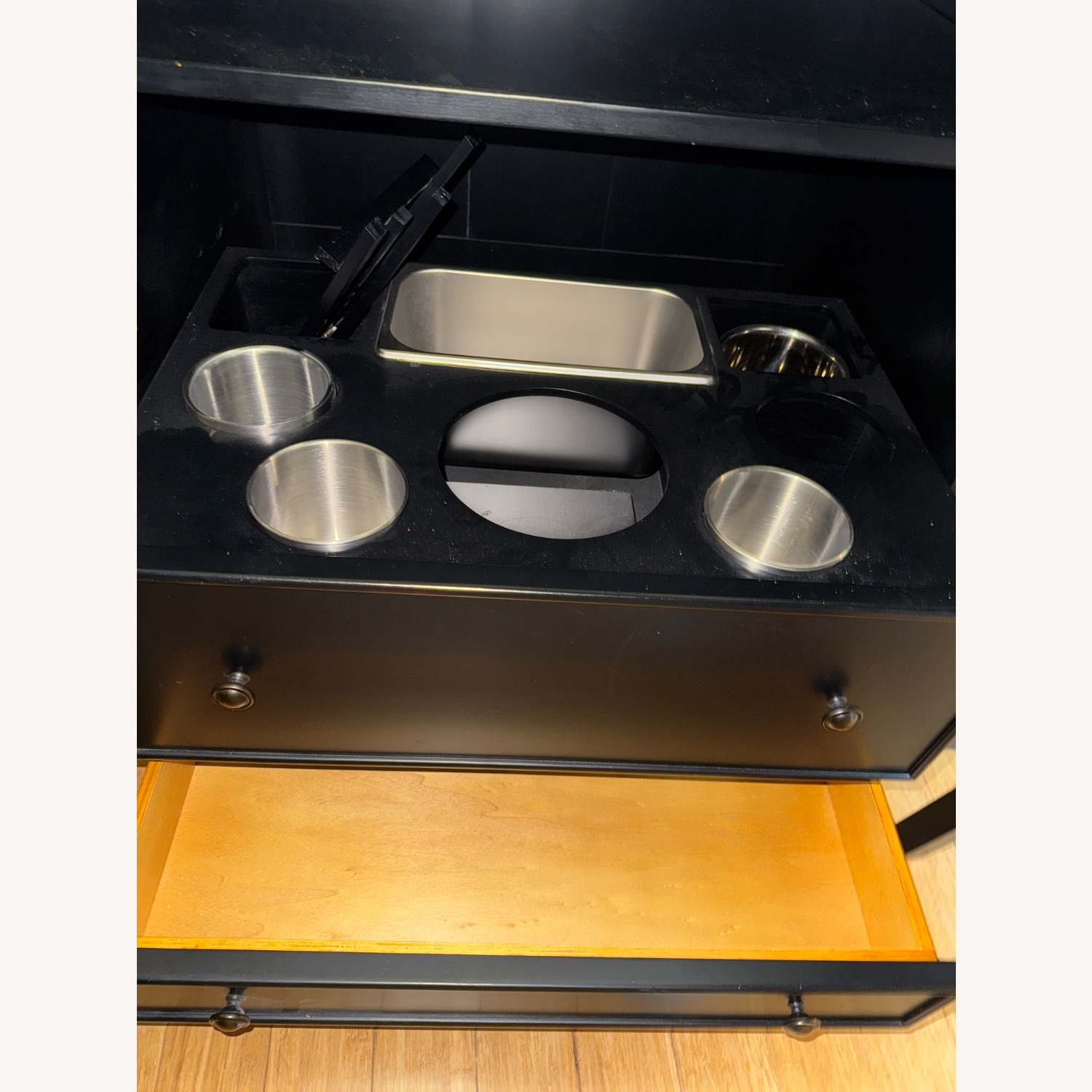 Marble Top and Leather Nail Embroidered Home Bar - image-5