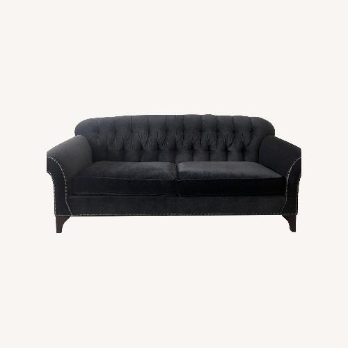Used Arhaus Preston Blue Velvet Sofa for sale on AptDeco