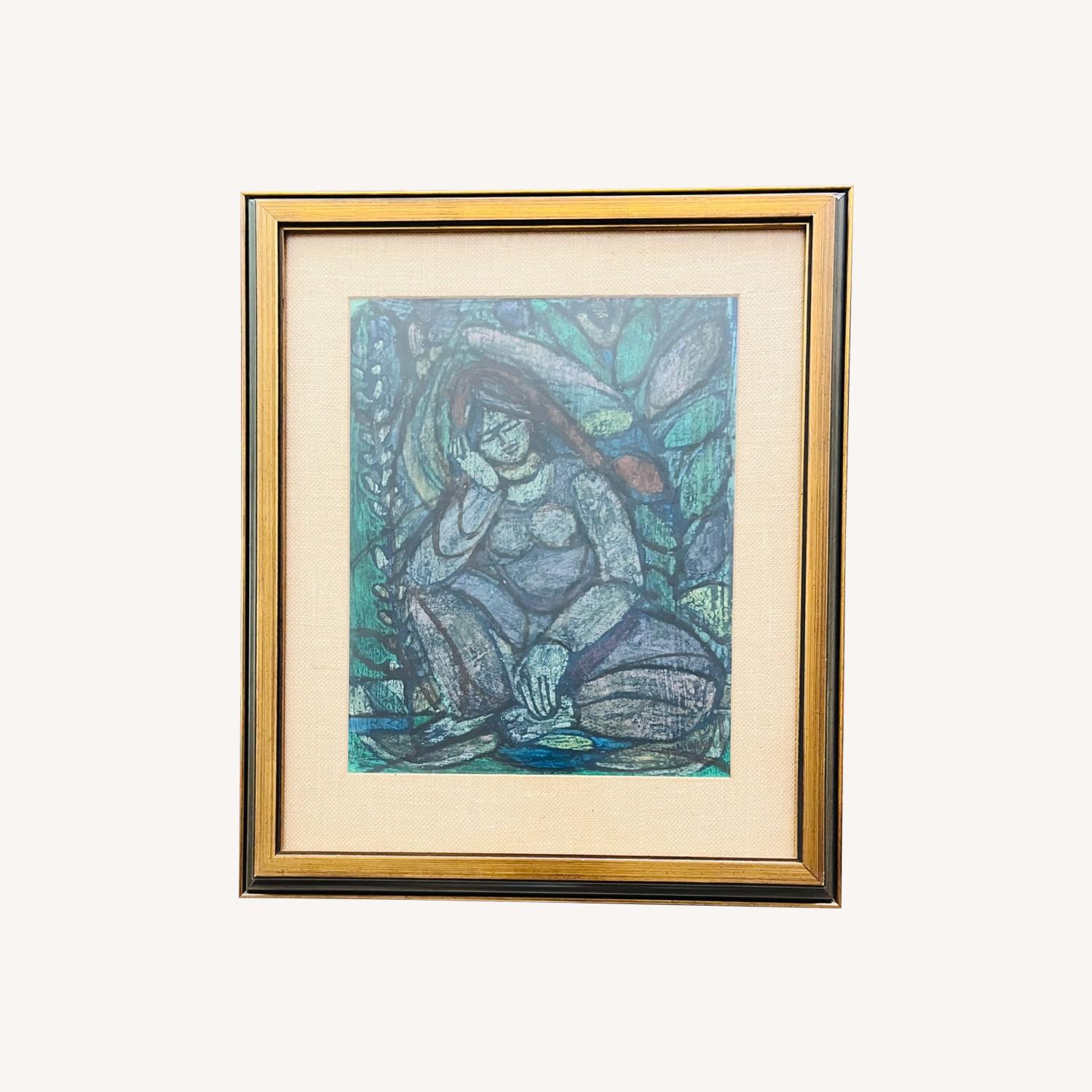 Vintage Fauvist Framed Print "Woman in Blue" - image-0