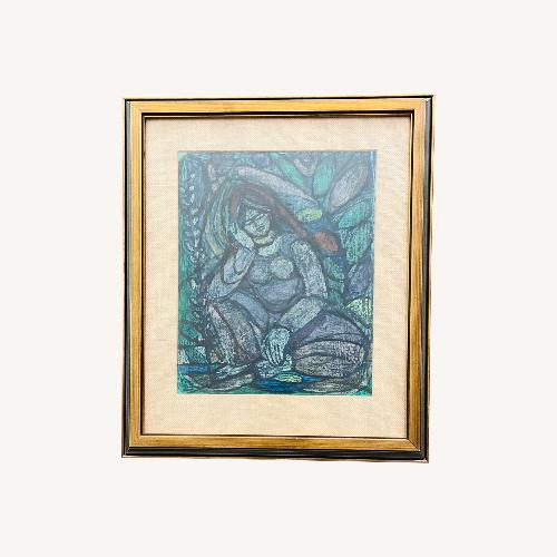 Used Vintage Fauvist Framed Print "Woman in Blue" for sale on AptDeco