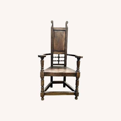 Used Antique Arts and Crafts Oak High Back Arm Chair for sale on AptDeco